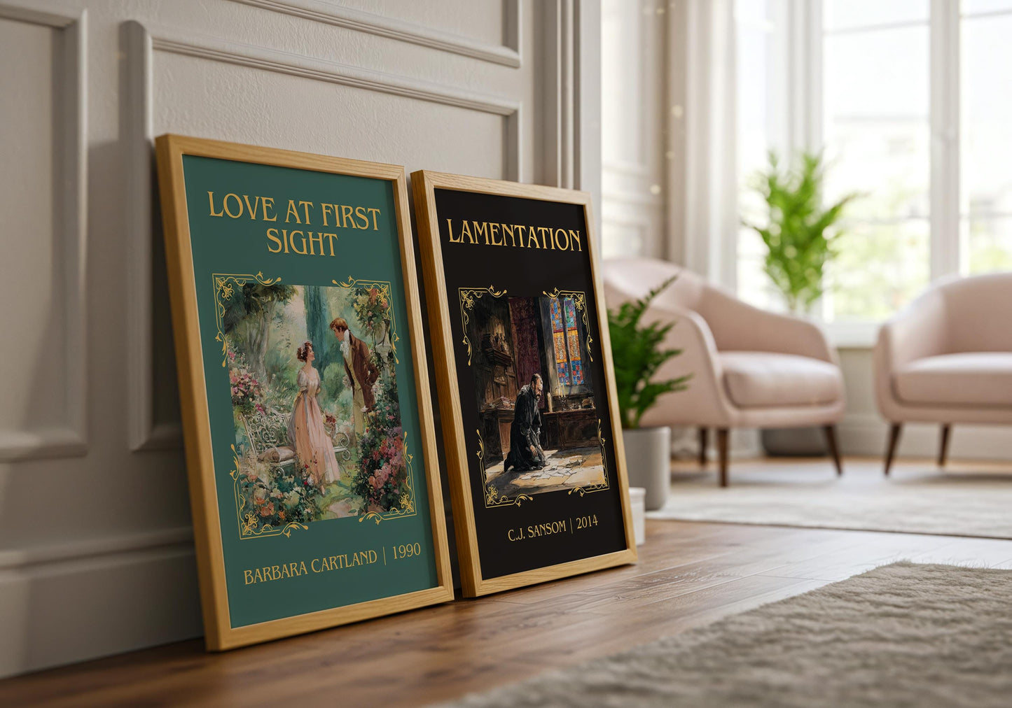 Love At First Sight by Barbara Cartland Descriptive, High Quality Poster Print.Free Delivery Wall Art. Author&Blurb Book Nook Library Gift
