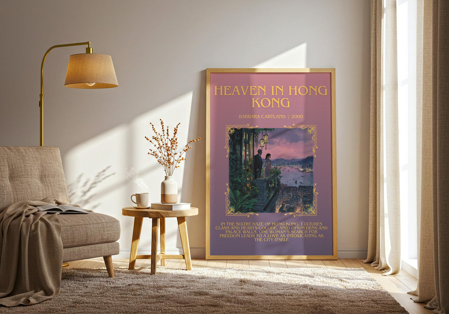 Heaven In Hong Kong by Barbara Cartland Descriptive, High Quality Poster Print.Free Delivery Wall Art. Author&Blurb Book Nook Library Gift