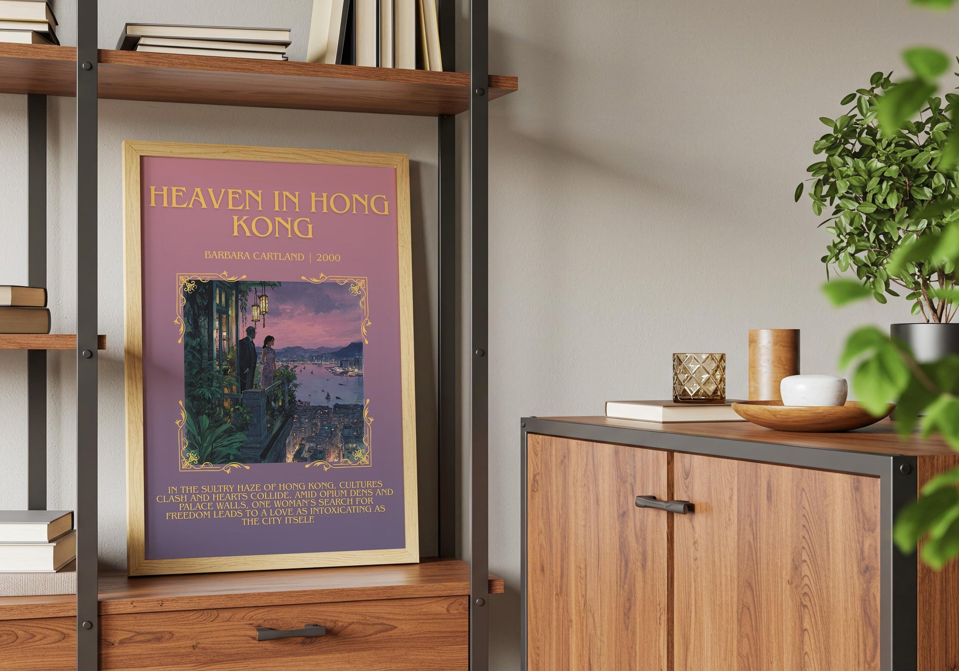 Heaven In Hong Kong by Barbara Cartland Descriptive, High Quality Poster Print.Free Delivery Wall Art. Author&Blurb Book Nook Library Gift