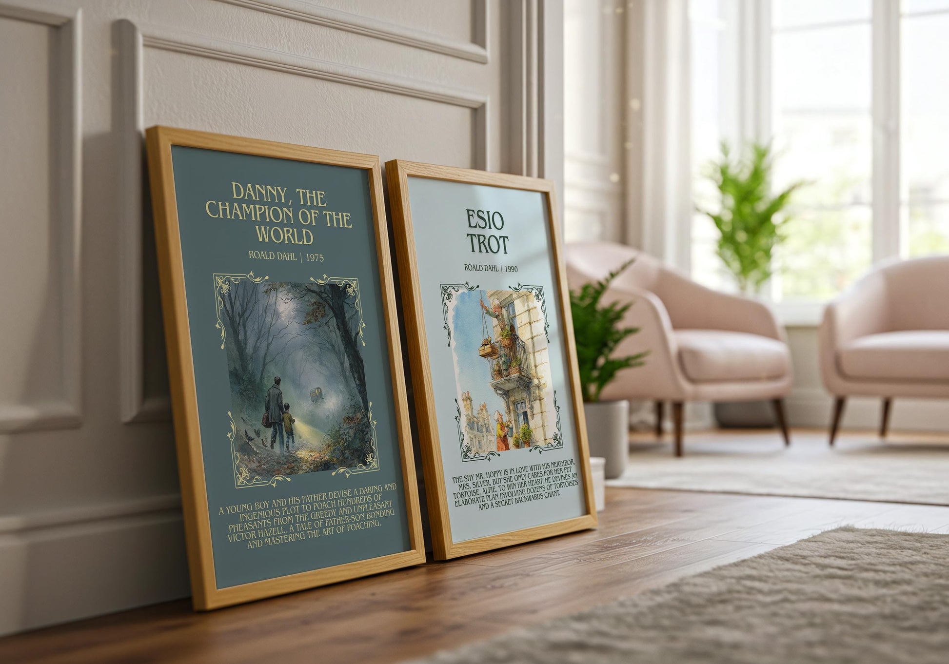 Esio Trot by Roald Dahl Descriptive, High Quality Poster Print.Free Delivery Wall Art.Author&Blurb Book Nook Gift