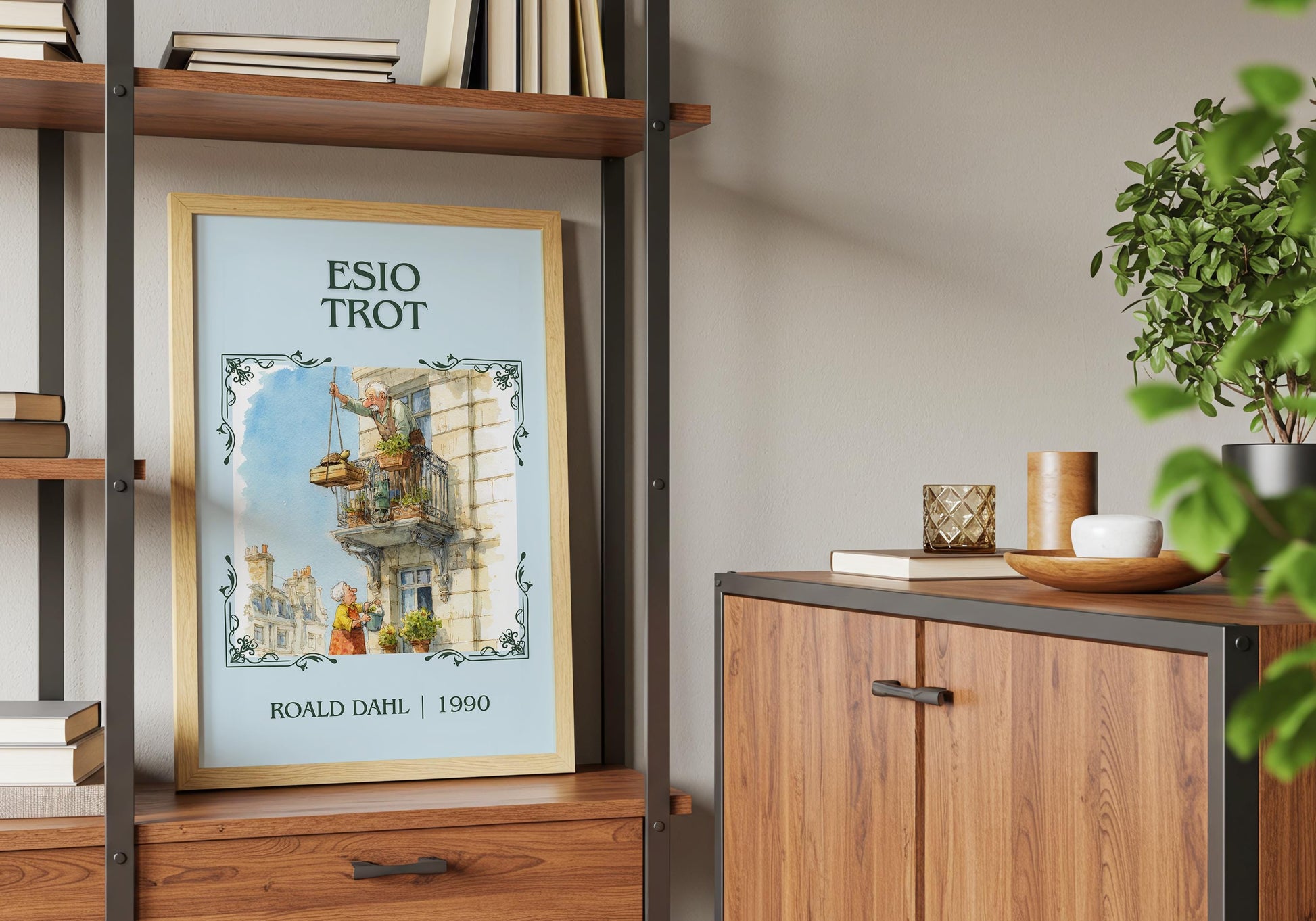 Esio Trot by Roald Dahl High Quality Poster Print. Free Delivery Wall Art. Author&Title Graphic Book Minimalist Home