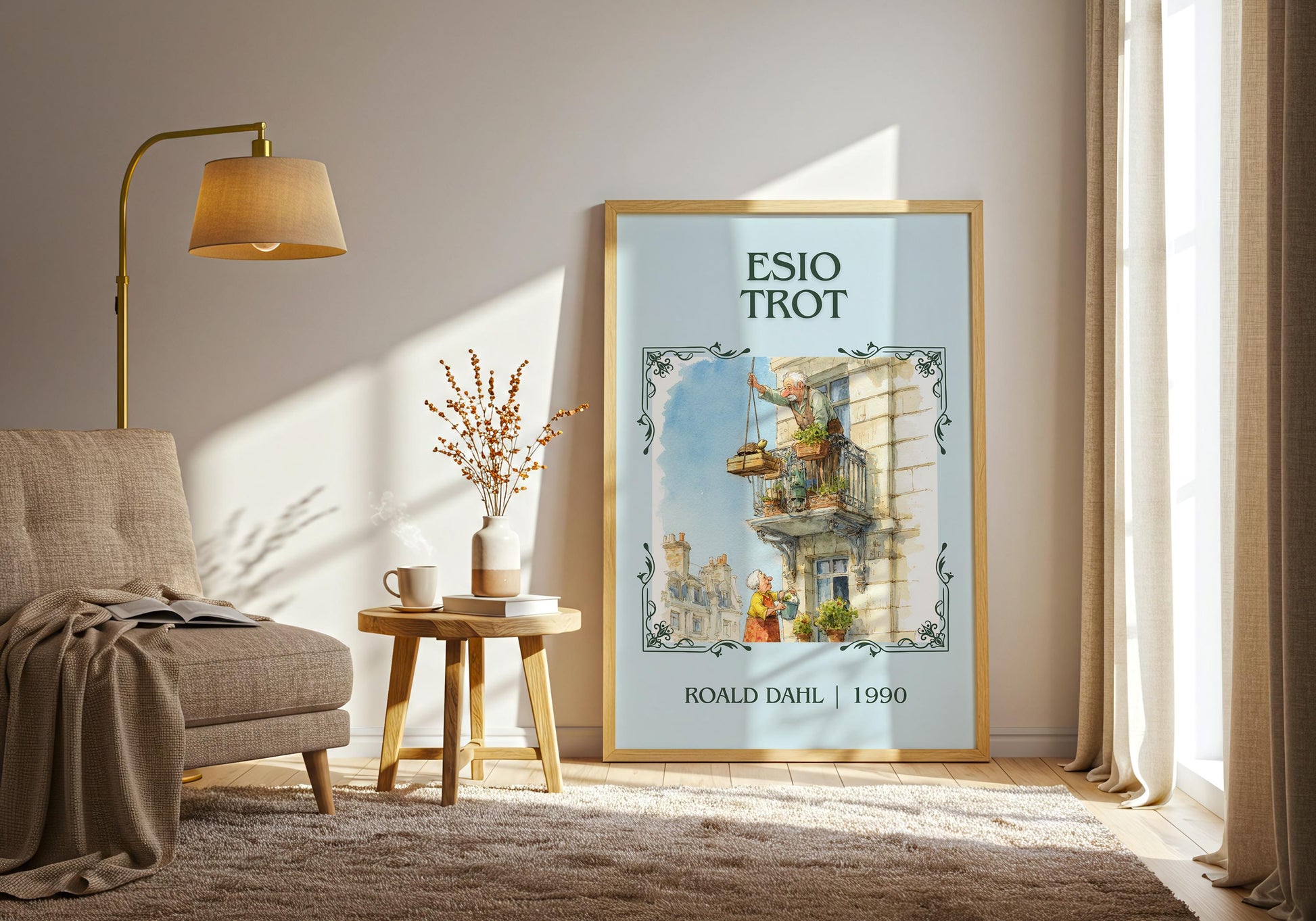 Esio Trot by Roald Dahl High Quality Poster Print. Free Delivery Wall Art. Author&Title Graphic Book Minimalist Home