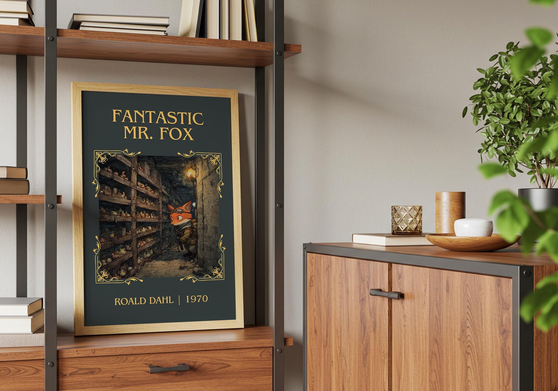 Fantastic Mr Fox by Roald Dahl High Quality Poster Print. Free Delivery Wall Art. Author&Title Graphic Book Minimalist Home