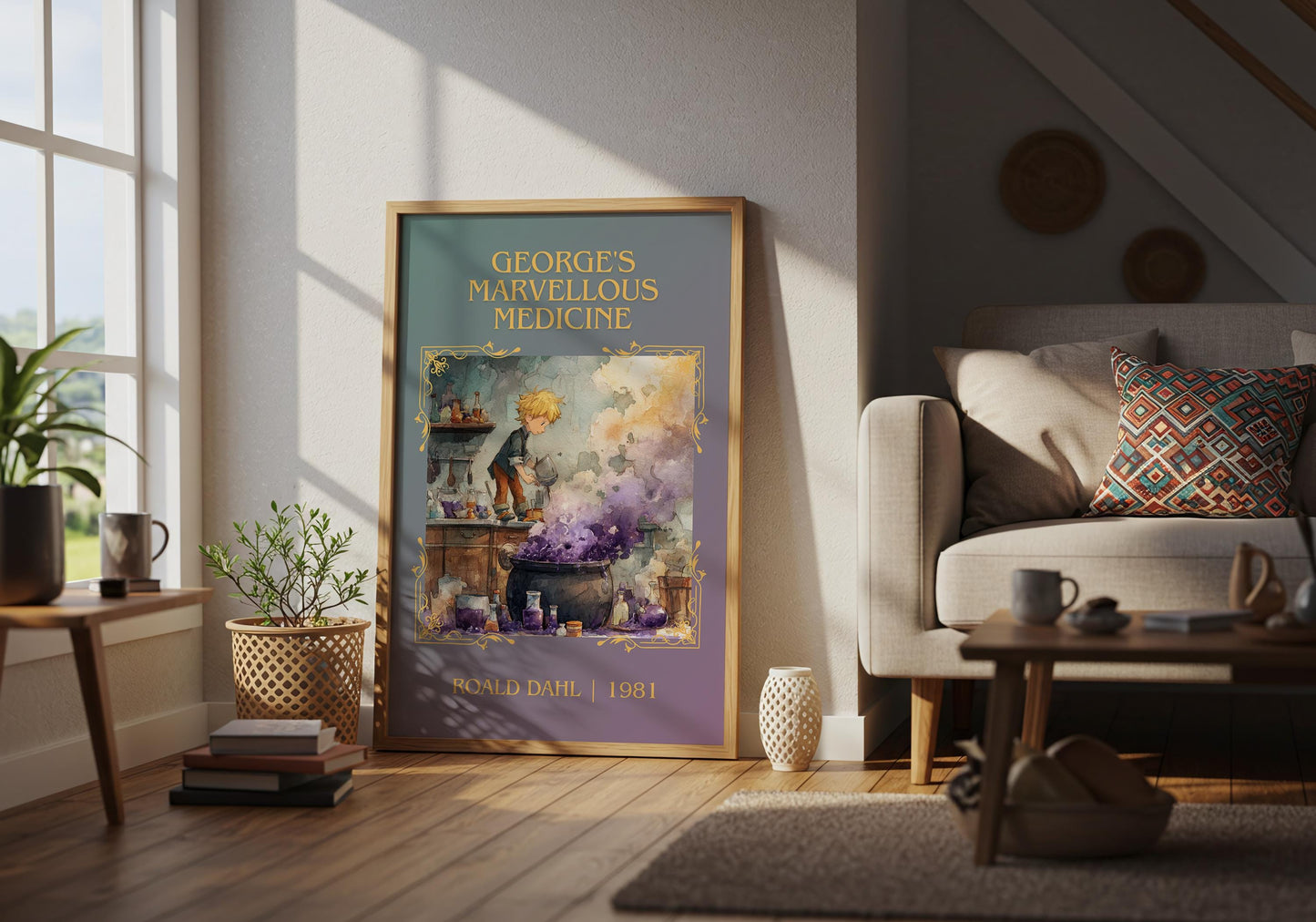 George's Marvellous Medicine by Roald Dahl High Quality Poster Print. Free Delivery Wall Art. Author&Title Graphic Book Minimalist Home