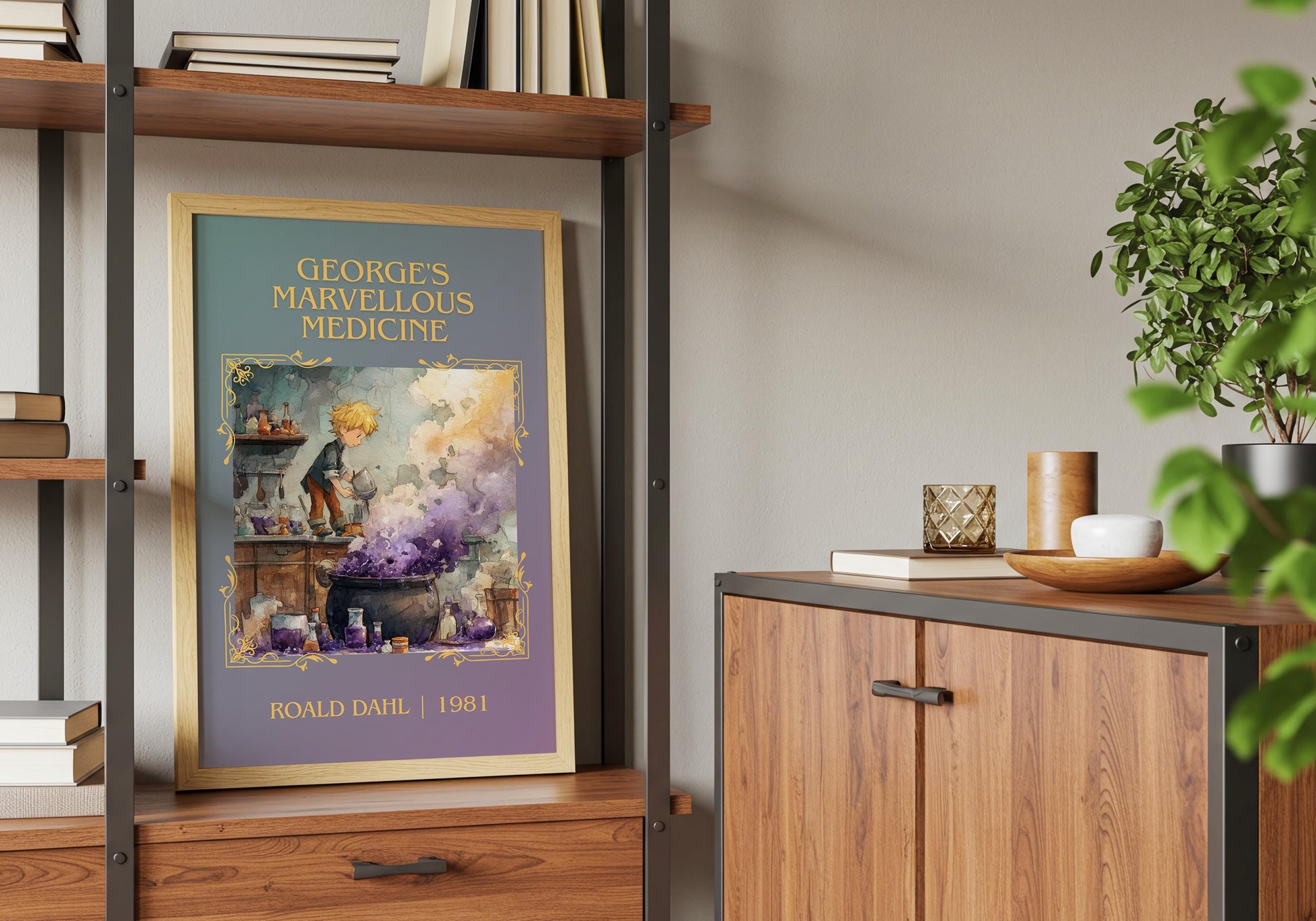 George's Marvellous Medicine by Roald Dahl High Quality Poster Print. Free Delivery Wall Art. Author&Title Graphic Book Minimalist Home