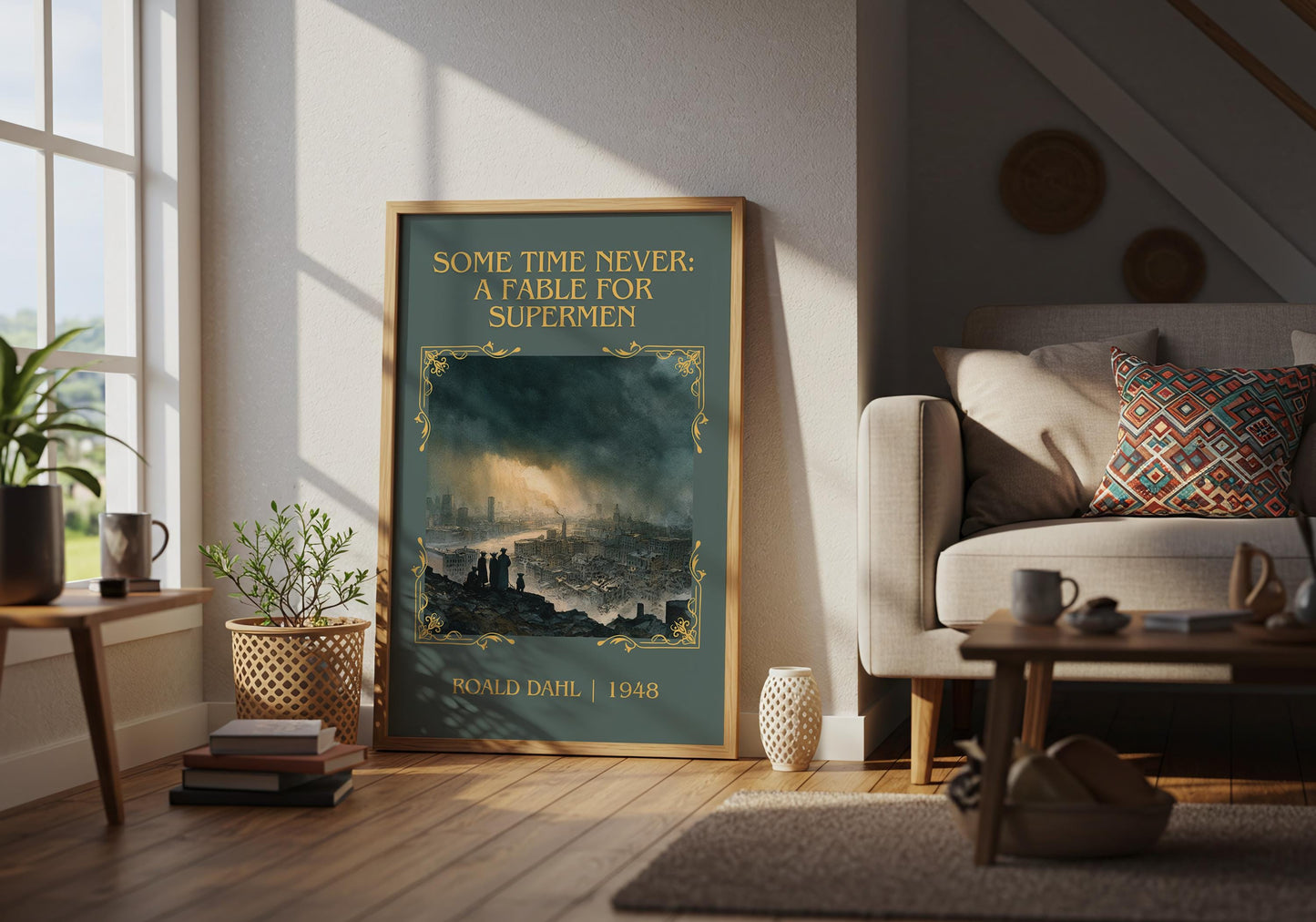 Some Time Never: A Fable For Supermen by Roald Dahl High Quality Poster Print. Free Delivery Wall Art. Author&Title Graphic Book Minimalist