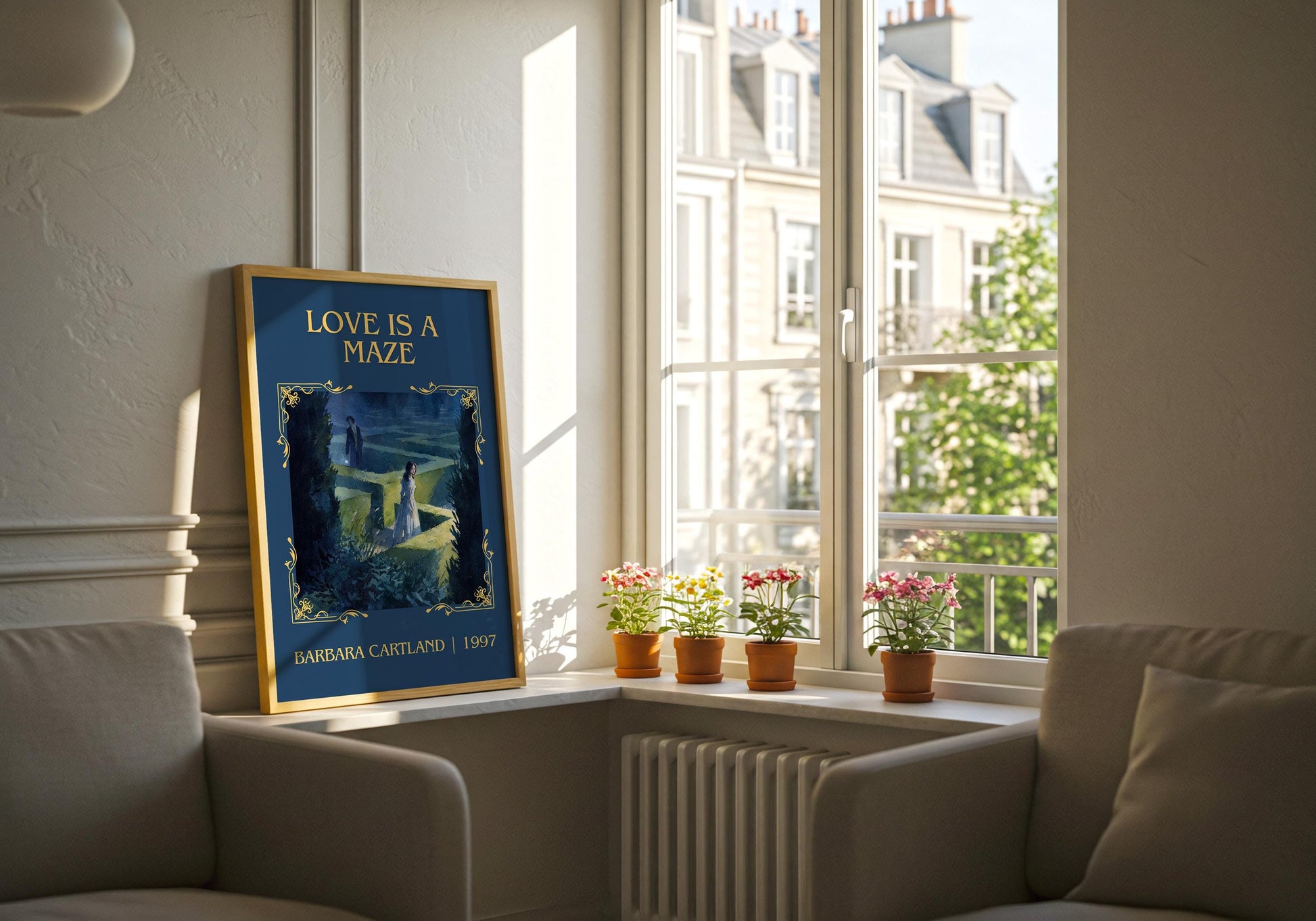 Love Is A Maze by Barbara Cartland Descriptive, High Quality Poster Print.Free Delivery Wall Art. Author&Blurb Book Nook Library Gift