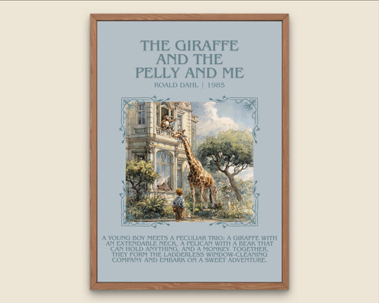The Giraffe And The Pelly And Me by Roald Dahl Descriptive, High Quality Poster Print. Free Delivery Wall Art. Author&Blurb Book Nook Gift