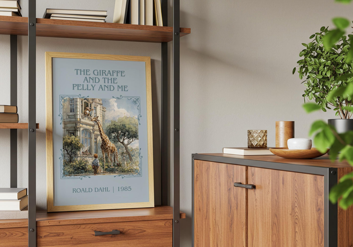 The Giraffe And The Pelly And Me by Roald Dahl High Quality Poster Print. Free Delivery Wall Art. Author&Title Graphic Book Minimalist Kids