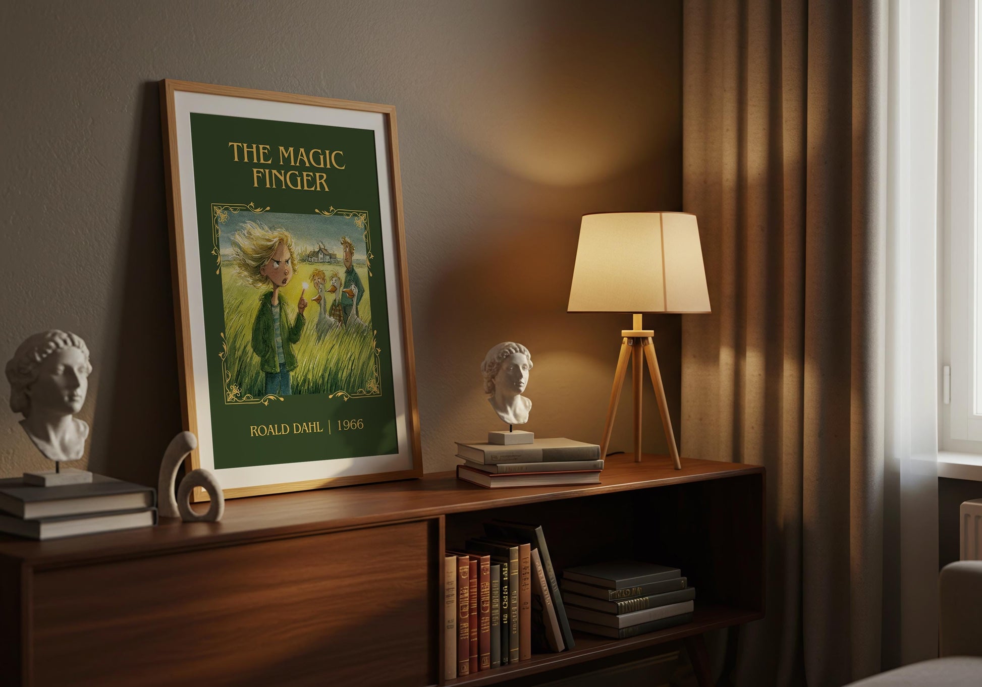 The Magic Finger by Roald Dahl High Quality Poster Print. Free Delivery Wall Art. Author&Title Graphic Book Minimalist Kids Book