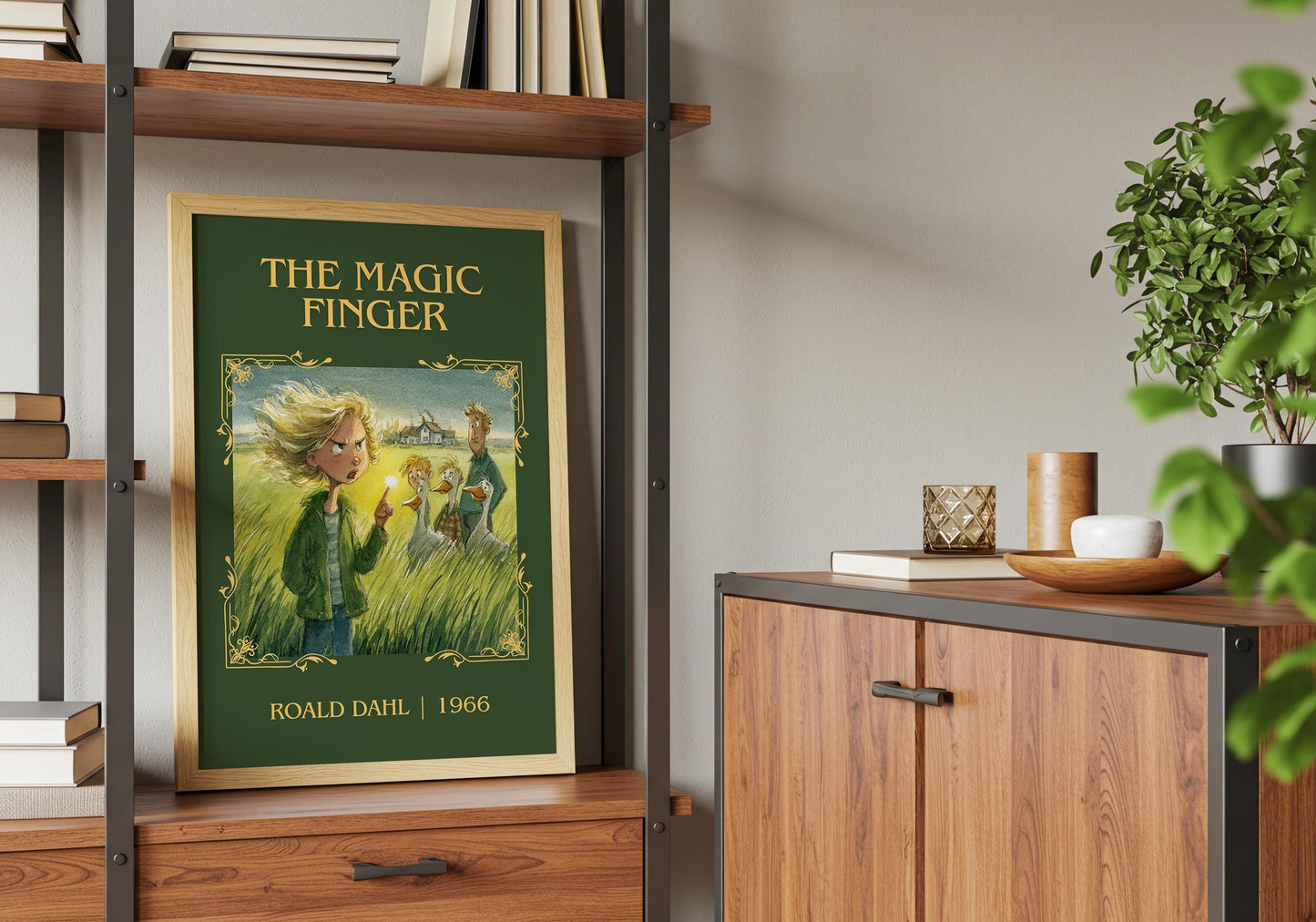 The Magic Finger by Roald Dahl High Quality Poster Print. Free Delivery Wall Art. Author&Title Graphic Book Minimalist Kids Book