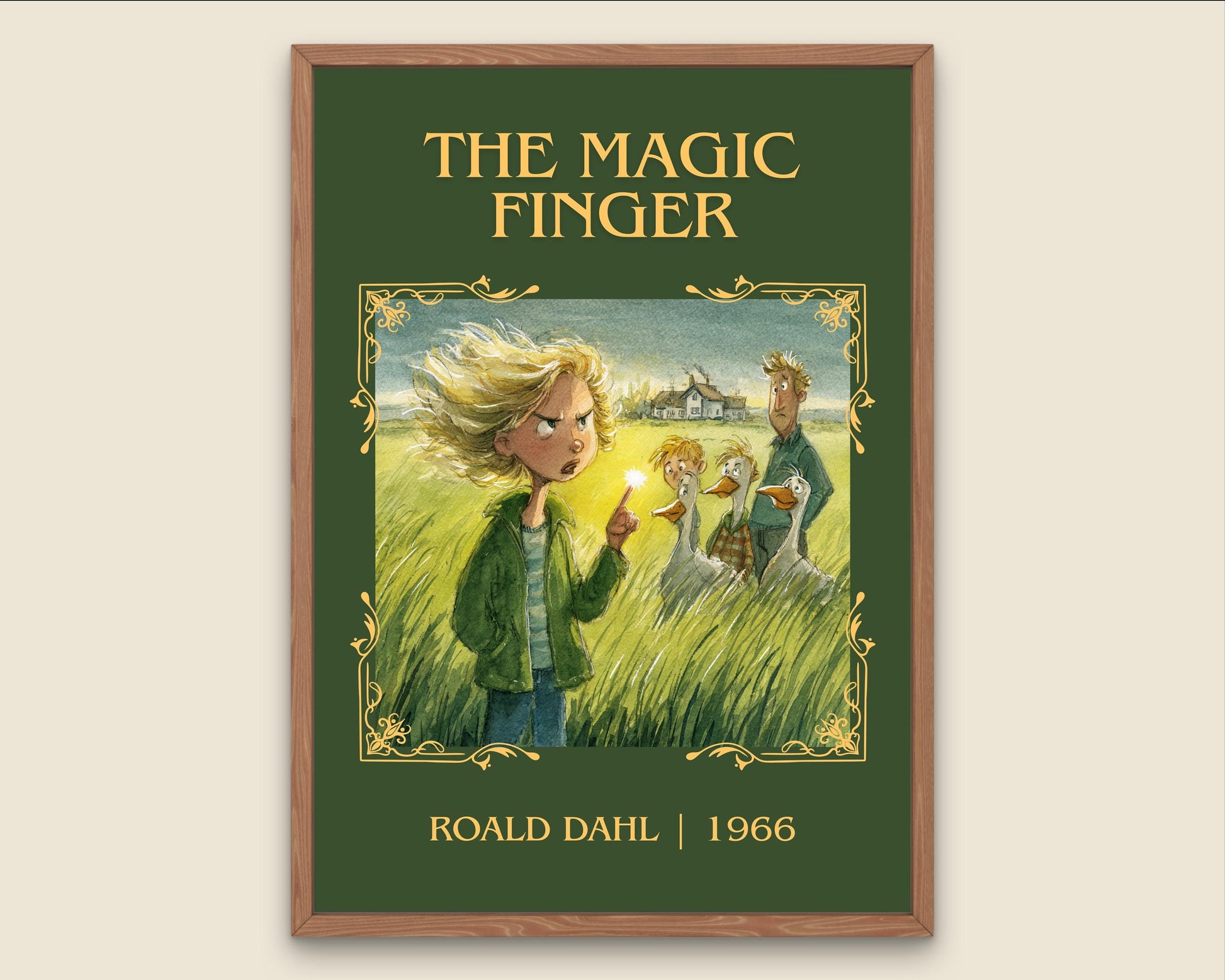 The Magic Finger by Roald Dahl High Quality Poster Print. Free Delivery Wall Art. Author&Title Graphic Book Minimalist Kids Book