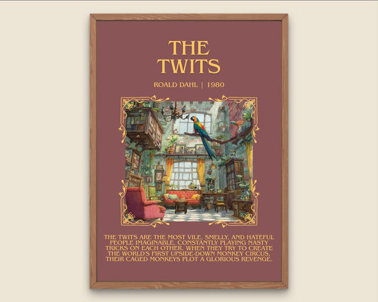 The Twits by Roald Dahl Descriptive, High Quality Poster Print.Free Delivery Wall Art.Author&Blurb Book Nook Gift Library Kids Book