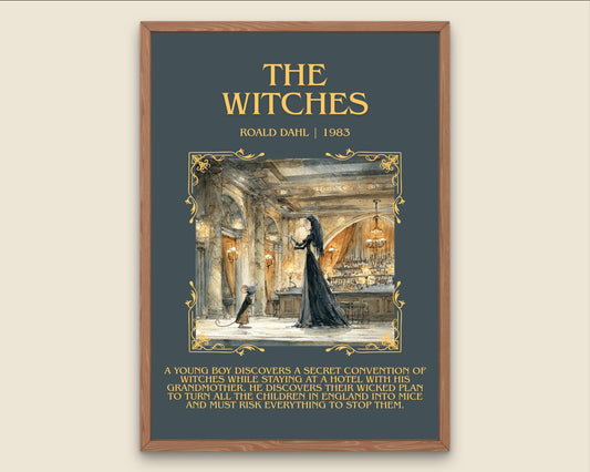 The Witches by Roald Dahl Descriptive, High Quality Poster Print.Free Delivery Wall Art.Author&Blurb Book Nook Gift Library Kids Book