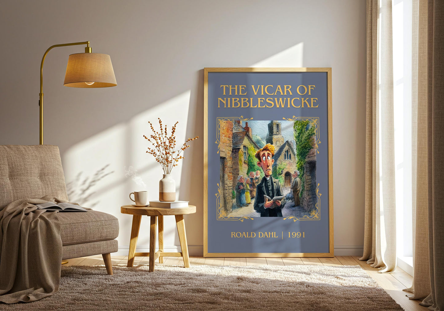 The Vicar Of Nibbelswicke by Roald Dahl High Quality Poster Print. Free Delivery Wall Art. Author&Title Graphic Book Minimalist Kids Book