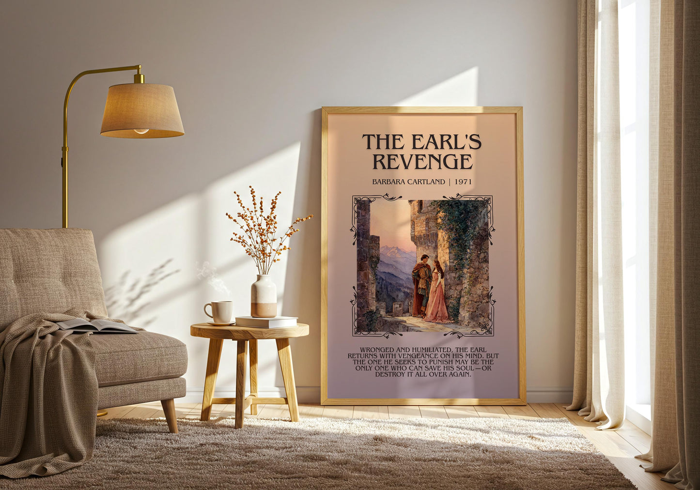 The Earl's Revenge by Barbara Cartland Descriptive, High Quality Poster Print.Free Delivery Wall Art. Author&Blurb Book Nook Library Gift