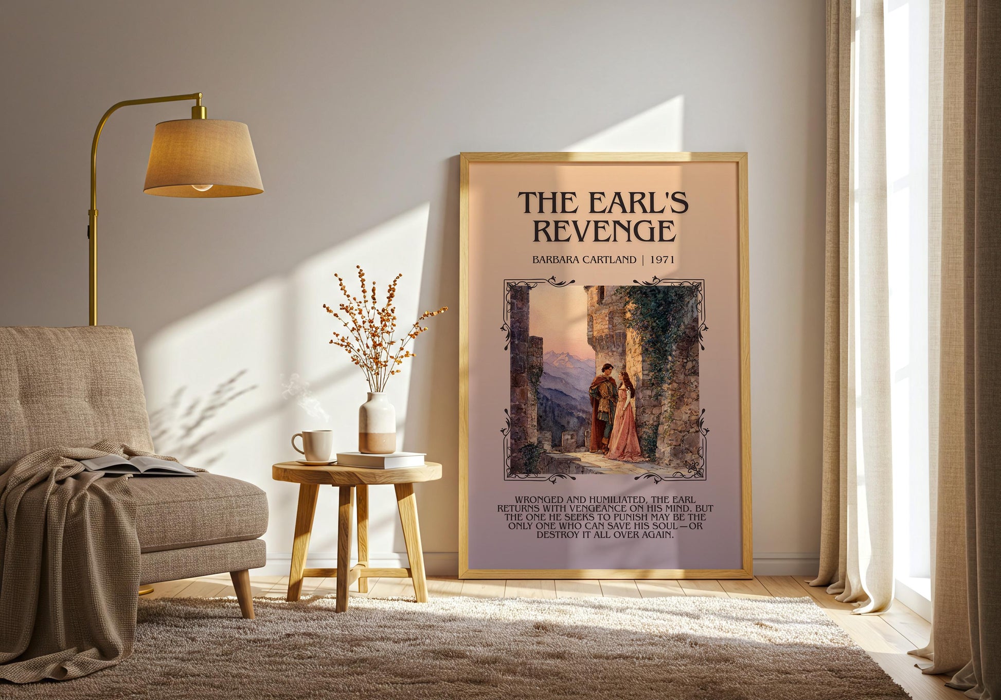 The Earl's Revenge by Barbara Cartland Descriptive, High Quality Poster Print.Free Delivery Wall Art. Author&Blurb Book Nook Library Gift