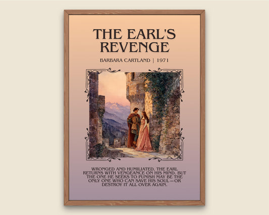 The Earl's Revenge by Barbara Cartland Descriptive, High Quality Poster Print.Free Delivery Wall Art. Author&Blurb Book Nook Library Gift