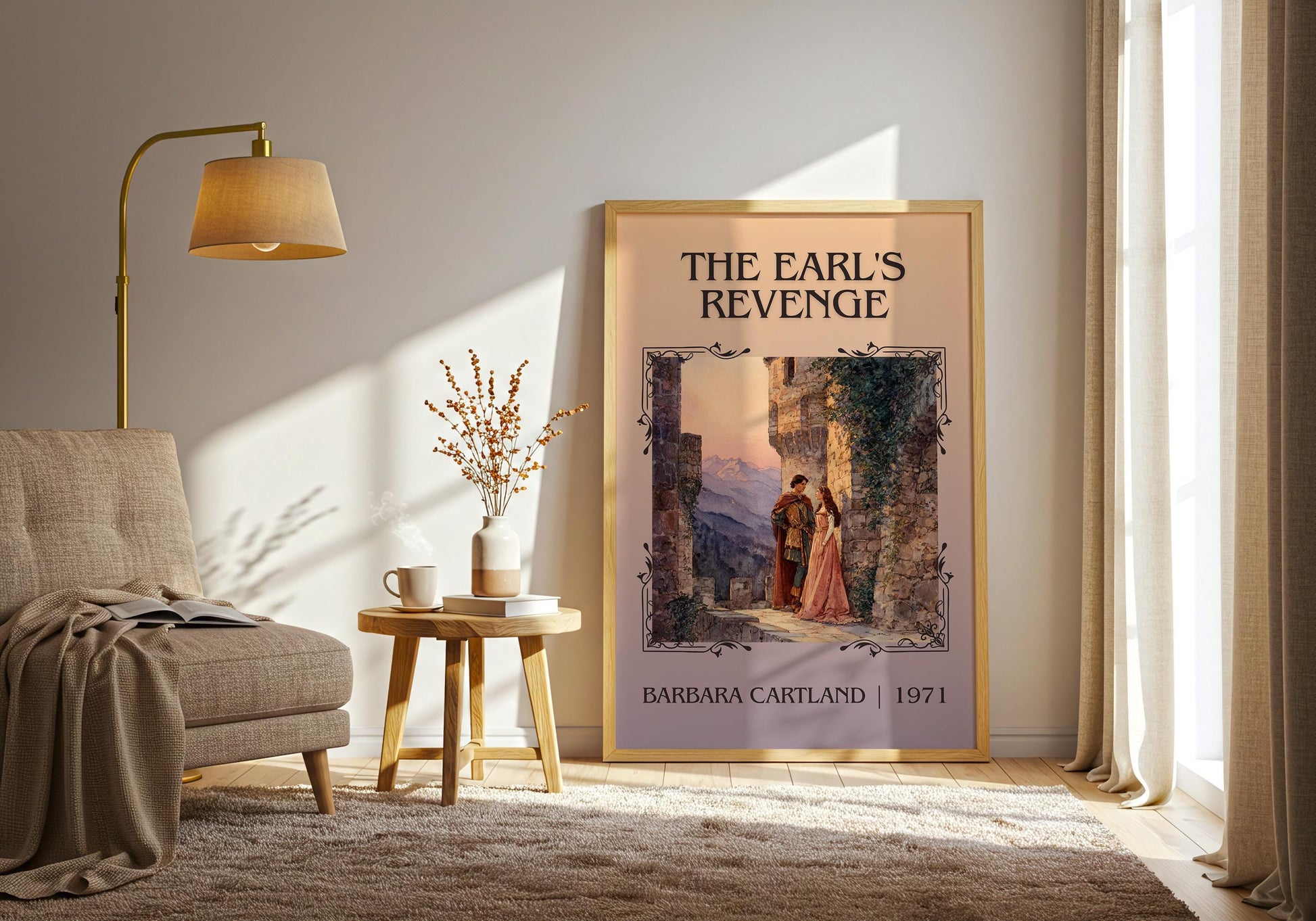 The Earl's Revenge by Barbara Cartland Descriptive, High Quality Poster Print.Free Delivery Wall Art. Author&Blurb Book Nook Library Gift