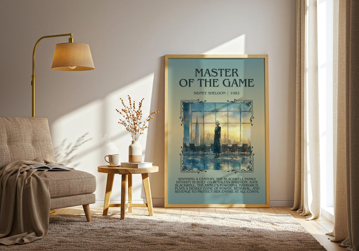 Master Of The Game by Sidney Sheldon Descriptive, High Quality Poster Print.Free Delivery Wall Art.Author&Blurb Book Nook Gift Library Kids
