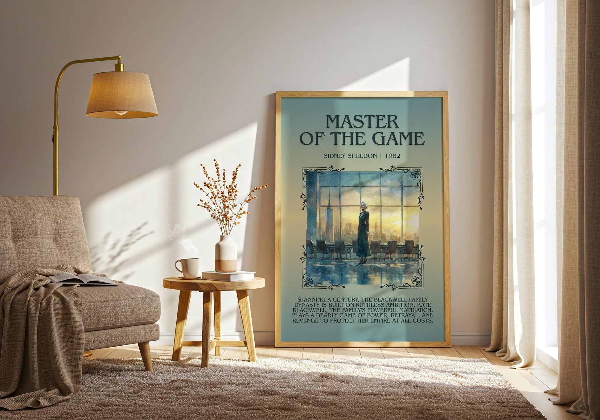 Master Of The Game by Sidney Sheldon Descriptive, High Quality Poster Print.Free Delivery Wall Art.Author&Blurb Book Nook Gift Library Kids