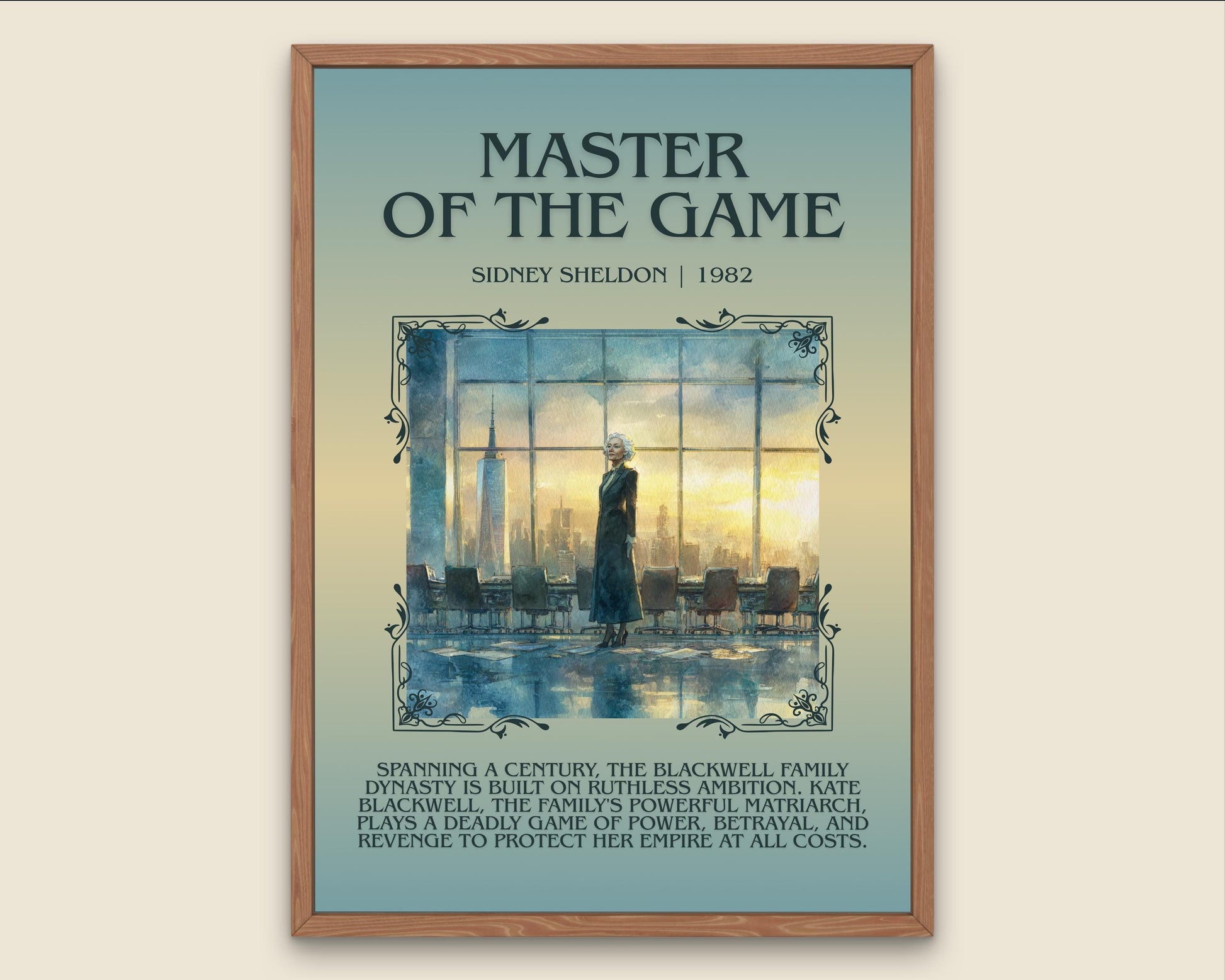 Master Of The Game by Sidney Sheldon Descriptive, High Quality Poster Print.Free Delivery Wall Art.Author&Blurb Book Nook Gift Library Kids