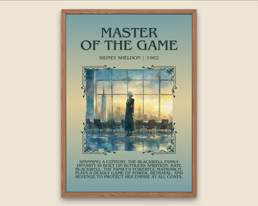 Master Of The Game by Sidney Sheldon Descriptive, High Quality Poster Print.Free Delivery Wall Art.Author&Blurb Book Nook Gift Library Kids
