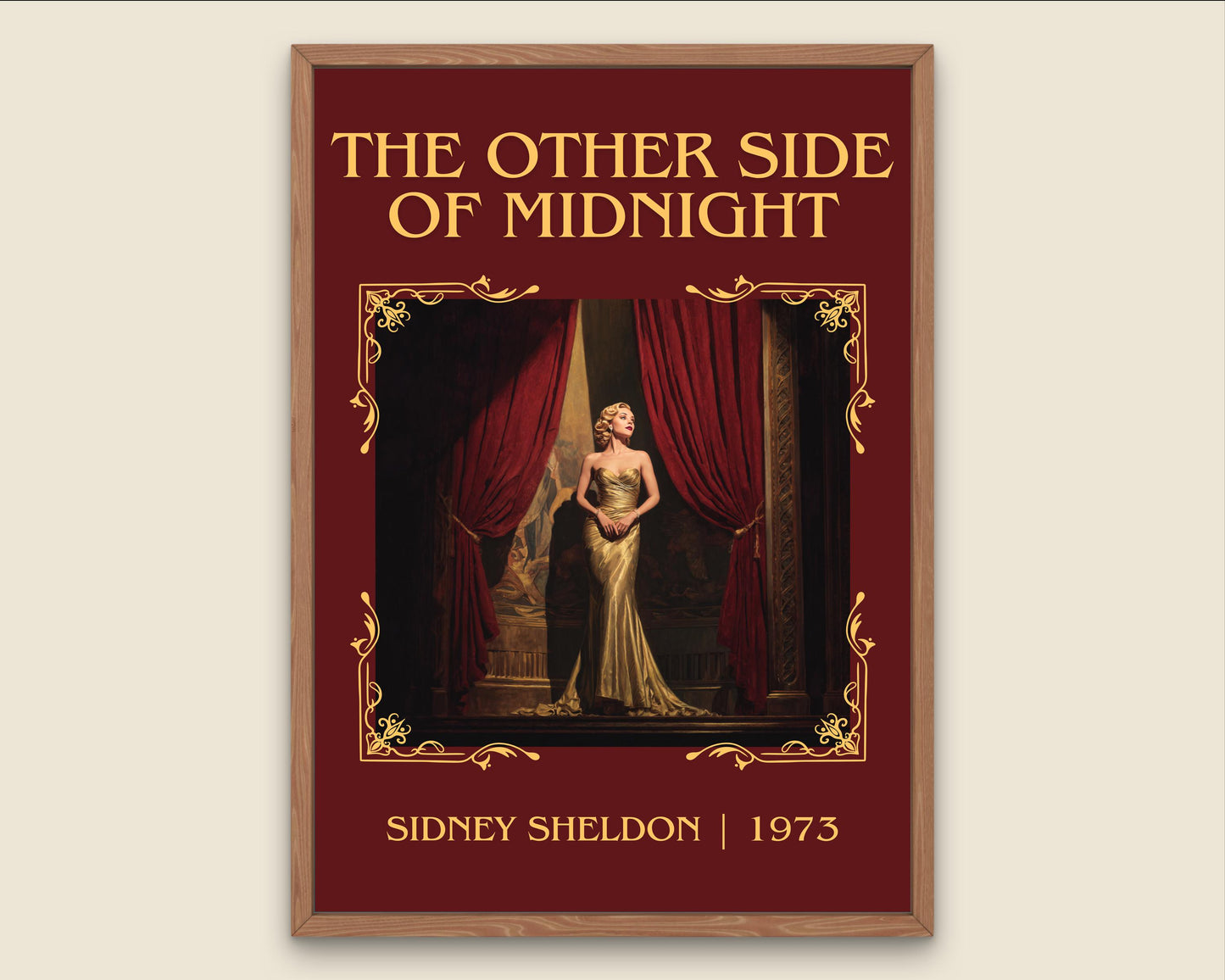 The Otherside Of Midnight by Sidney Sheldon High Quality Poster Print. Free Delivery Wall Art. Author Graphic Book Minimalist Book