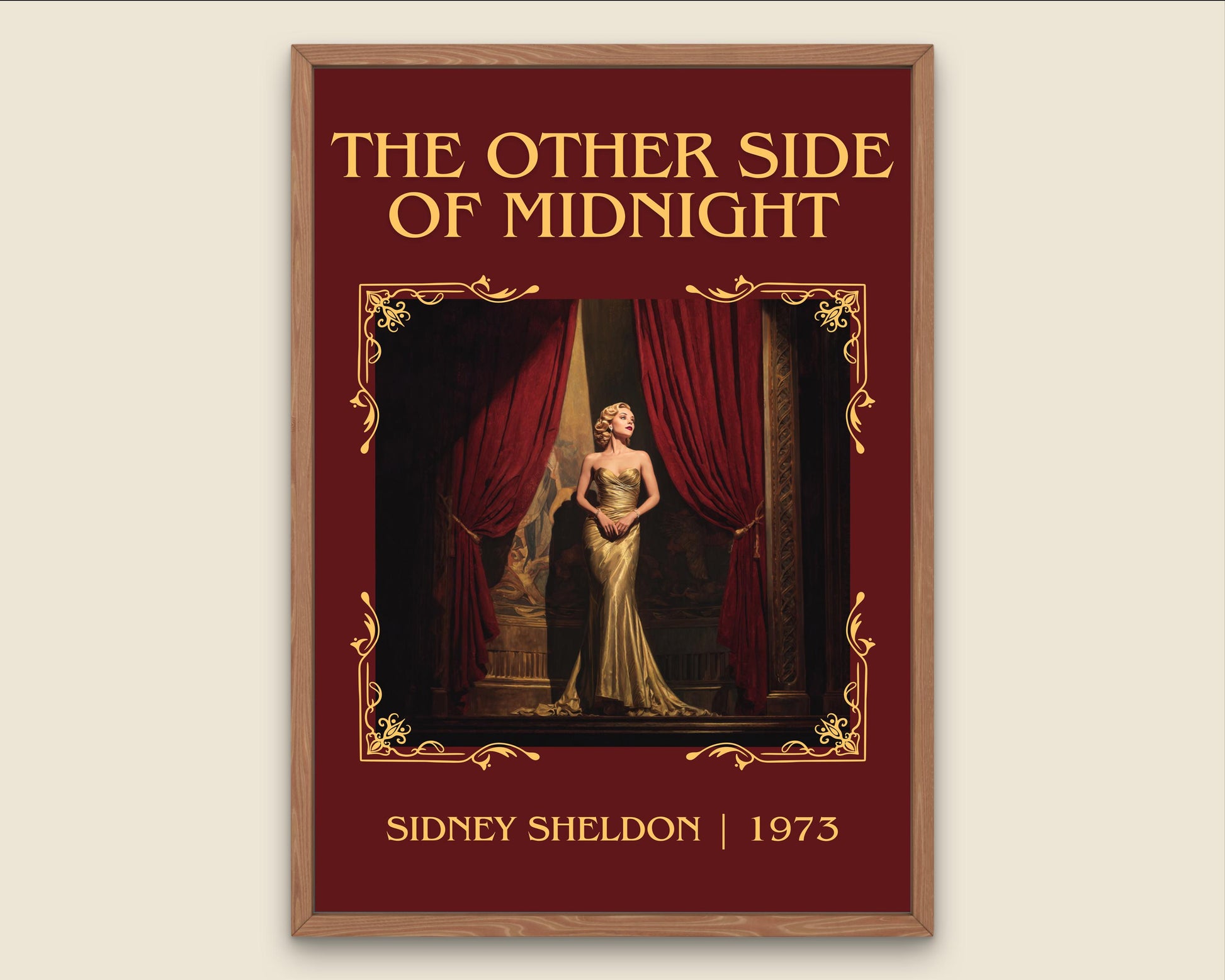 The Otherside Of Midnight by Sidney Sheldon High Quality Poster Print. Free Delivery Wall Art. Author Graphic Book Minimalist Book