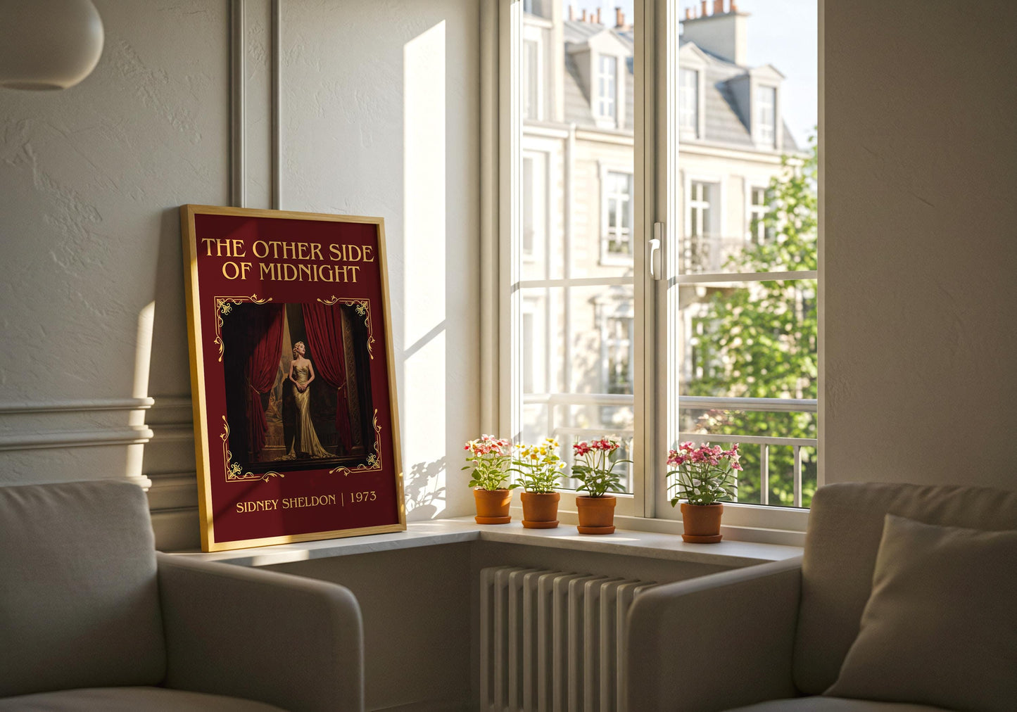 The Otherside Of Midnight by Sidney Sheldon High Quality Poster Print. Free Delivery Wall Art. Author Graphic Book Minimalist Book