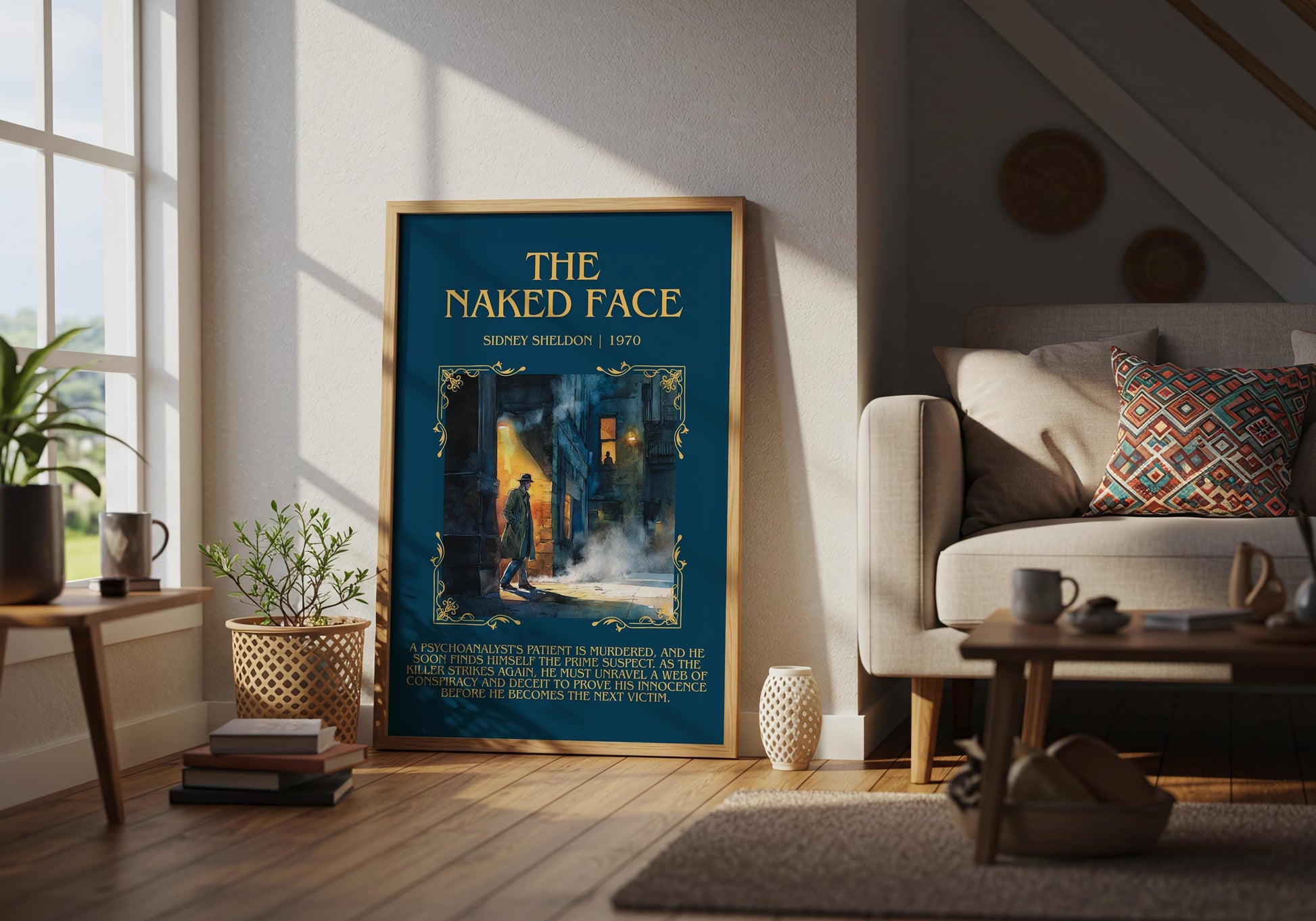 The Naked Face by Sidney Sheldon Descriptive, High Quality Poster Print.Free Delivery Wall Art. Author&Blurb Book Nook Library