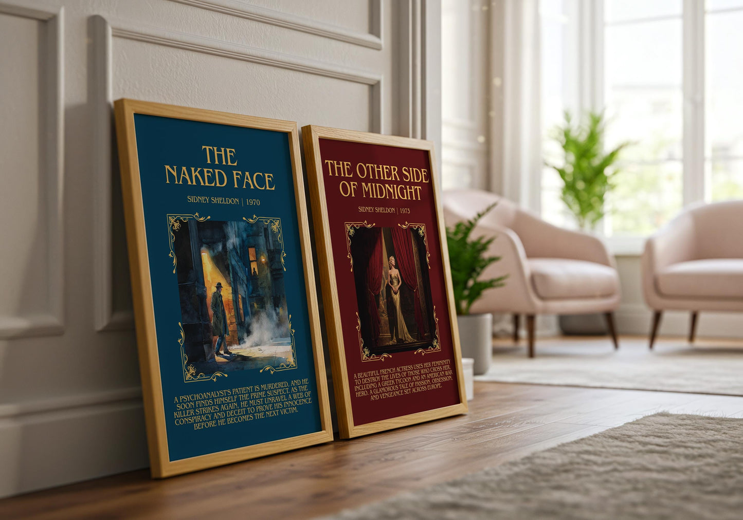 The Naked Face by Sidney Sheldon Descriptive, High Quality Poster Print.Free Delivery Wall Art. Author&Blurb Book Nook Library