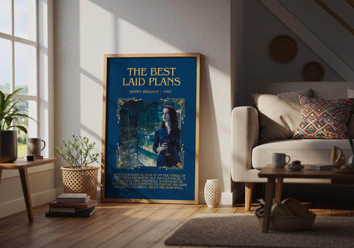 The Best Laid Plans by Sidney Sheldon Descriptive, High Quality Poster Print.Free Delivery Wall Art. Author&Blurb Book Nook Library