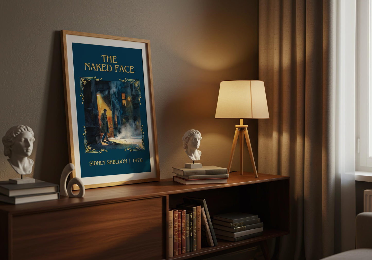 The Naked Face by Sidney Sheldon Descriptive, High Quality Poster. Fast, Free Delivery Wall Art. Minimalist Book Lover Gift Author