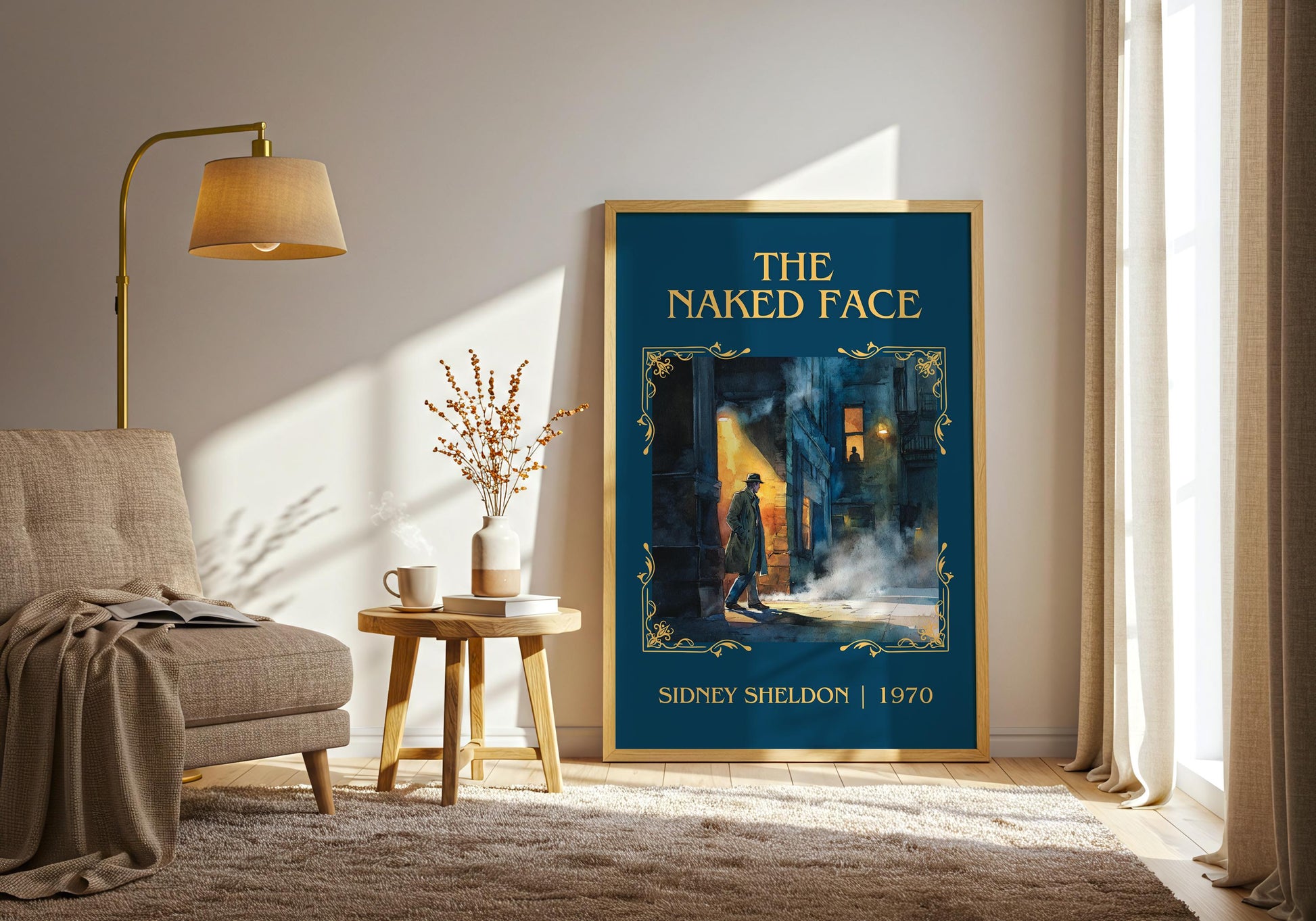The Naked Face by Sidney Sheldon Descriptive, High Quality Poster. Fast, Free Delivery Wall Art. Minimalist Book Lover Gift Author