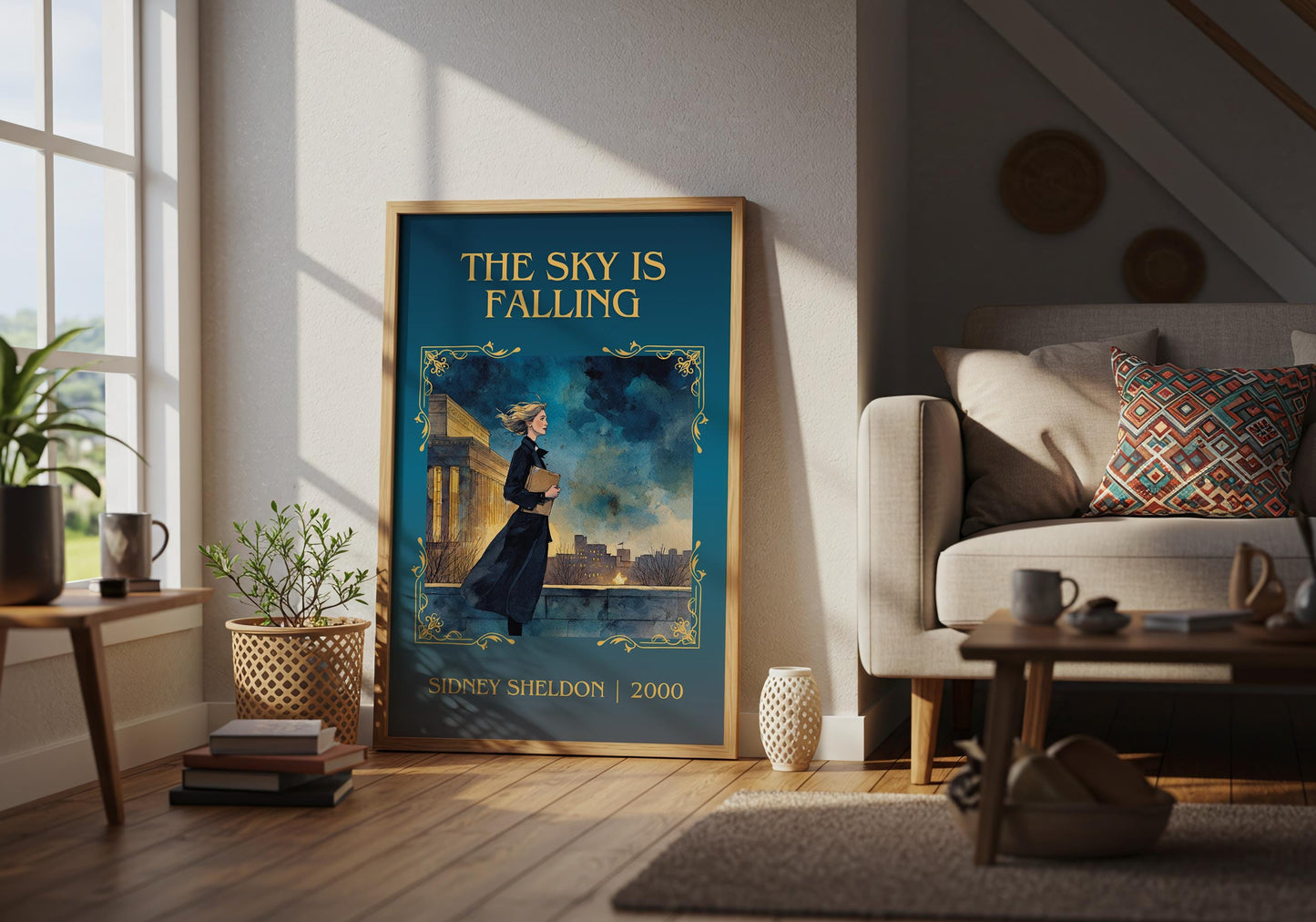 The Sky Is Falling by Sidney Sheldon Descriptive, High Quality Poster. Fast, Free Delivery Wall Art. Minimalist Book Lover Gift Author