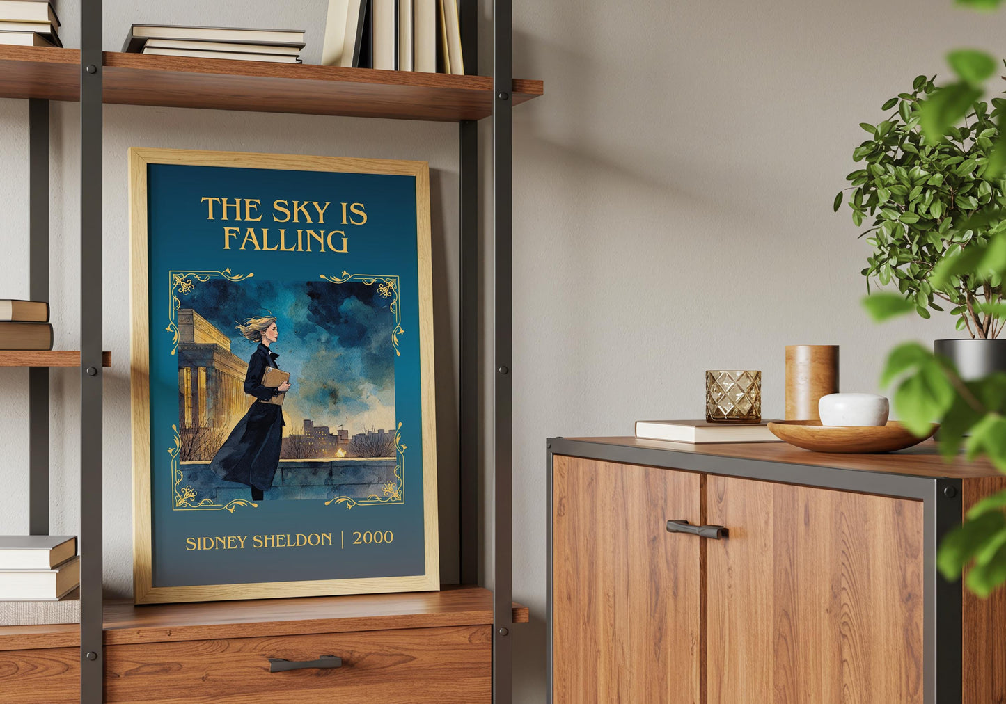 The Sky Is Falling by Sidney Sheldon Descriptive, High Quality Poster. Fast, Free Delivery Wall Art. Minimalist Book Lover Gift Author