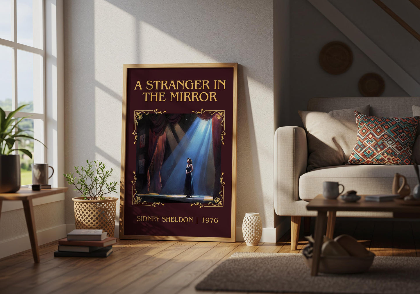 A Stranger In The Mirror by Sidney Sheldon Descriptive, High Quality Poster Print.Free Delivery Wall Art. Author&Blurb Book Nook Library