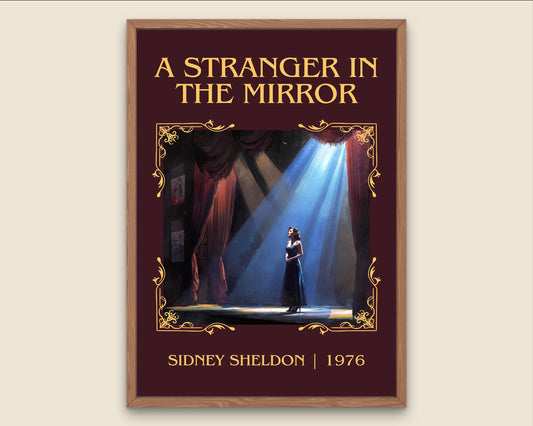 A Stranger In The Mirror by Sidney Sheldon Descriptive, High Quality Poster Print.Free Delivery Wall Art. Author&Blurb Book Nook Library