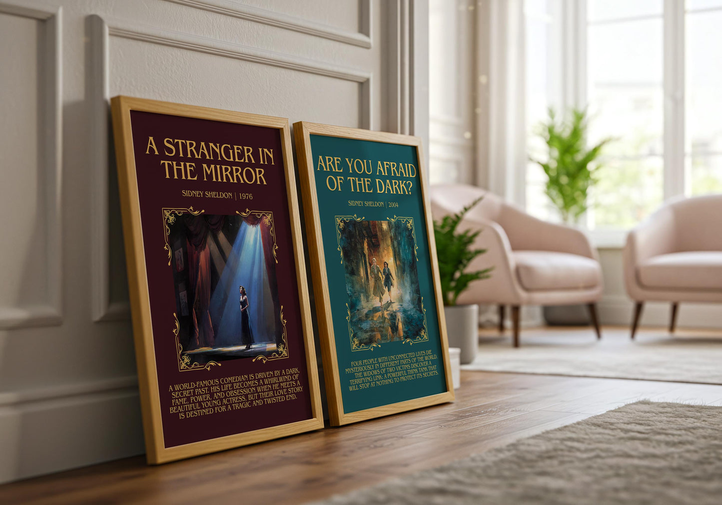 A Stranger In The Mirror by Sidney Sheldon Descriptive, High Quality Poster Print.Free Delivery Wall Art. Author&Blurb Book Nook Library