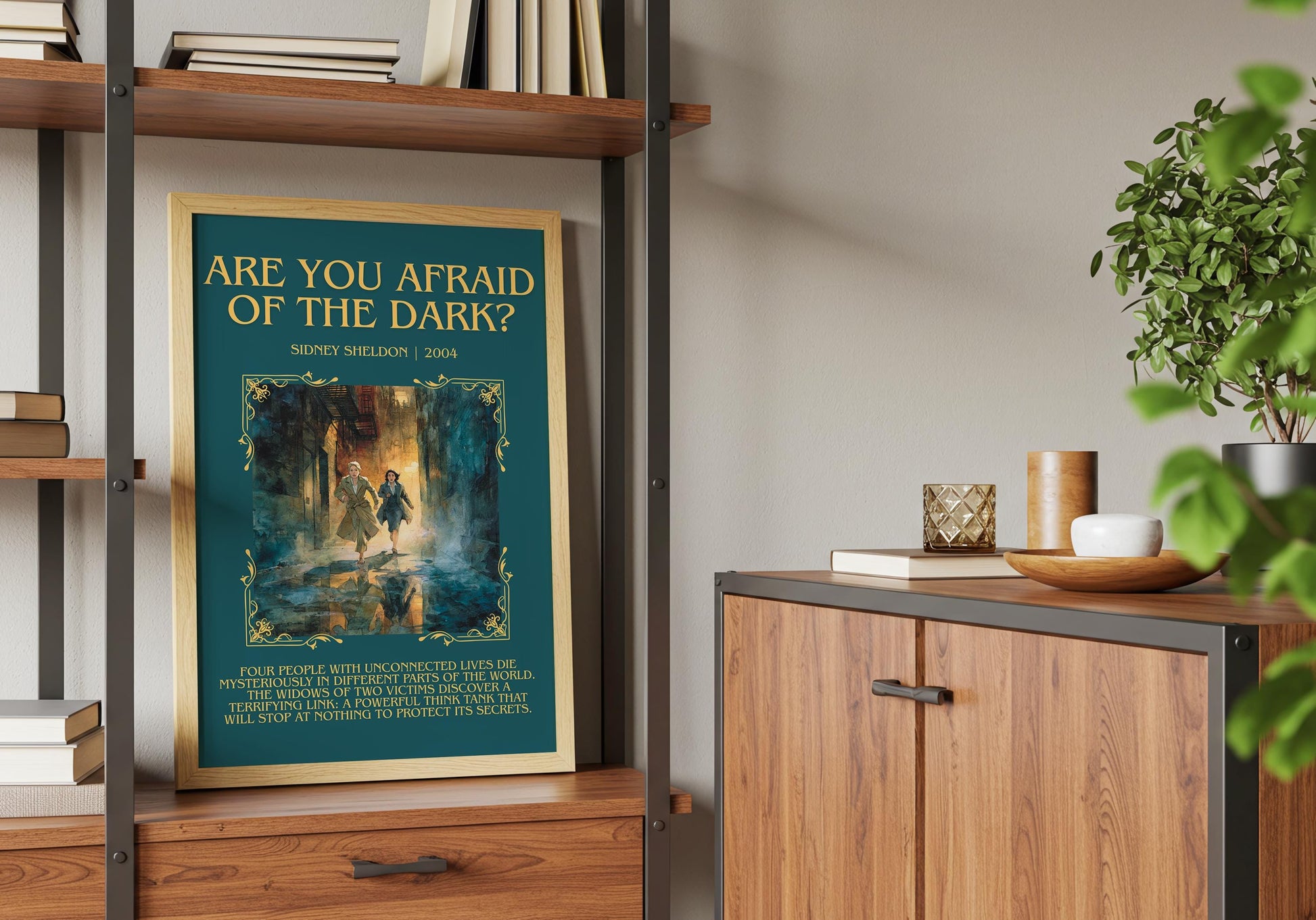 Are You Afraid Of The Dark? by Sidney Sheldon Descriptive, High Quality Poster Print.Free Delivery Wall Art. Author&Blurb Book Nook Library