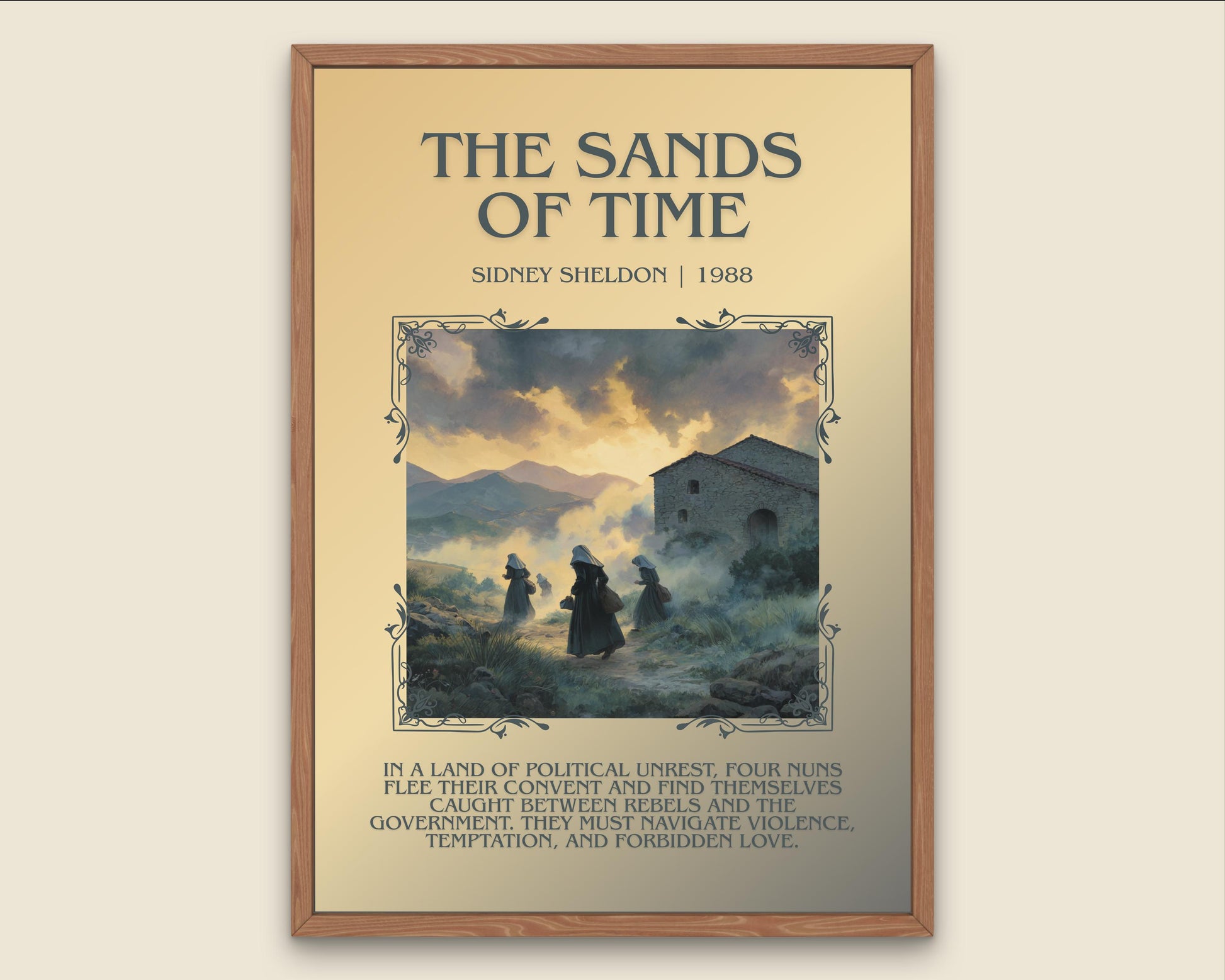 The Sands Of Time by Sidney Sheldon Descriptive, High Quality Poster Print.Free Delivery Wall Art. Author&Blurb Book Nook Library