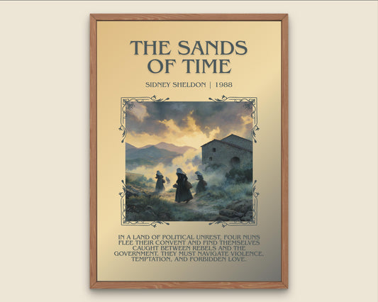 The Sands Of Time by Sidney Sheldon Descriptive, High Quality Poster Print.Free Delivery Wall Art. Author&Blurb Book Nook Library