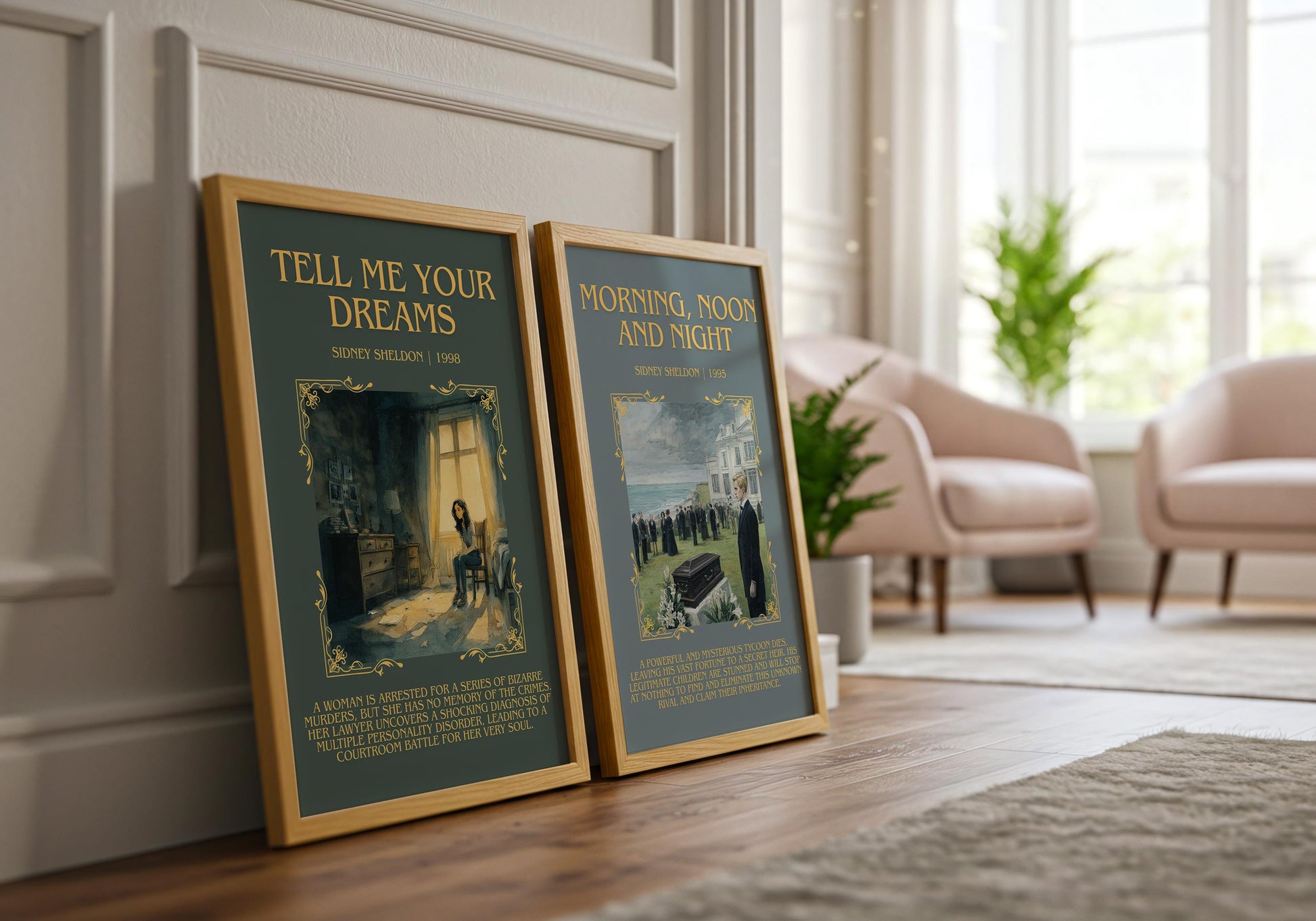 Tell Me Your Dreams by Sidney Sheldon Descriptive, High Quality Poster Print.Free Delivery Wall Art. Author&Blurb Book Nook Library