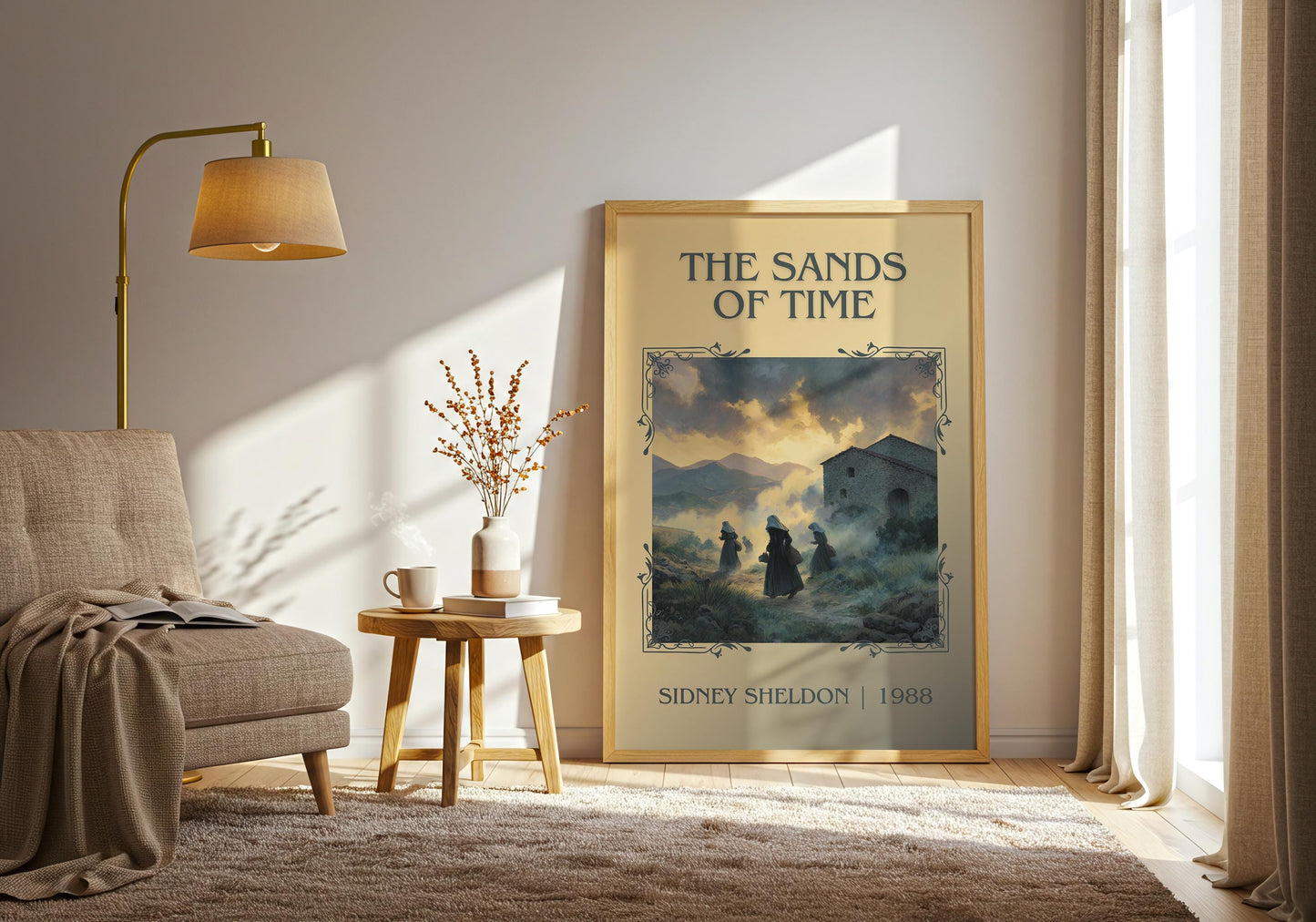 The Sands Of Time by Sidney Sheldon Descriptive, High Quality Poster. Free Delivery Wall Art. Minimalist Book Lover Gift Author