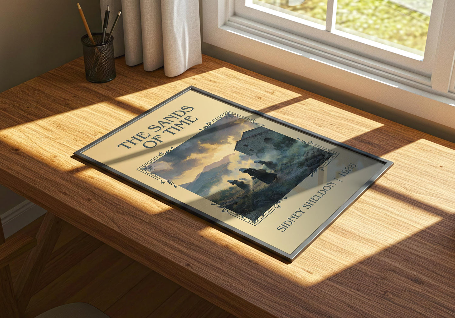The Sands Of Time by Sidney Sheldon Descriptive, High Quality Poster. Free Delivery Wall Art. Minimalist Book Lover Gift Author