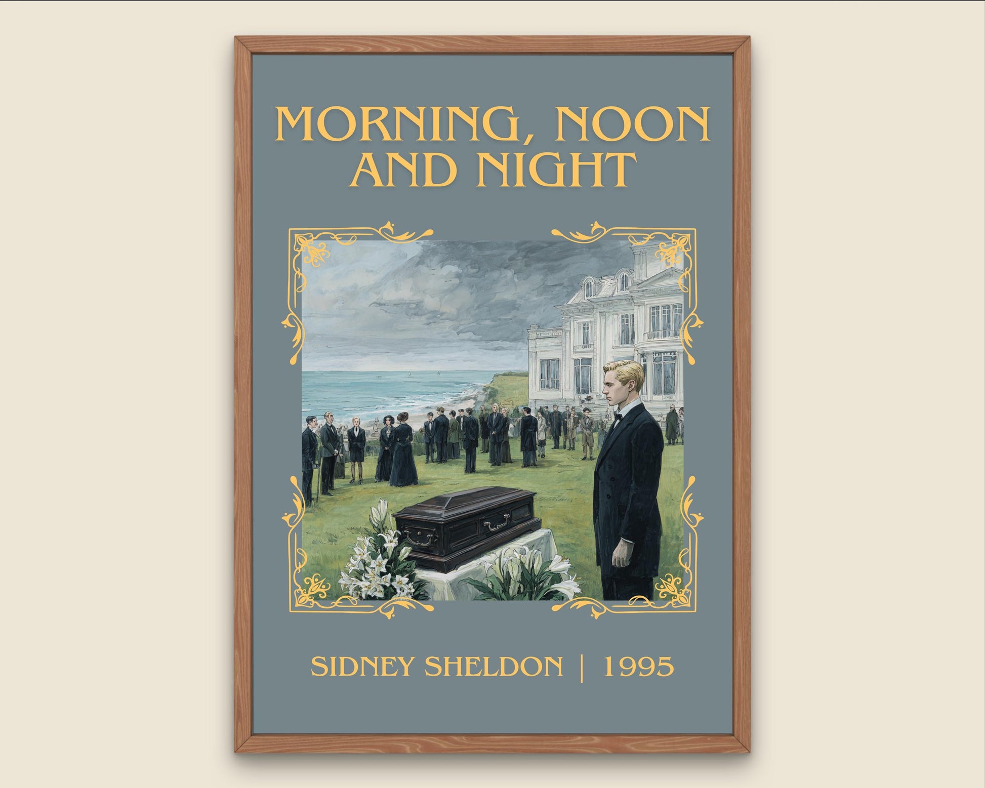 Morning, Noon and Night by Sidney Sheldon Descriptive, High Quality Poster. Free Delivery Wall Art. Minimalist Book Lover Gift Author