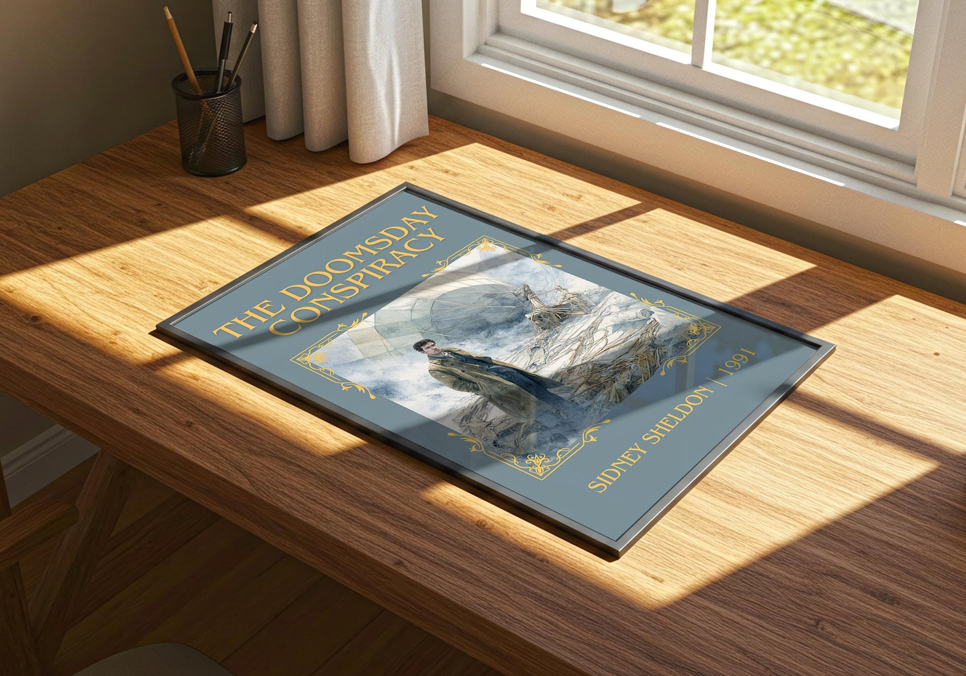 The Doomsday Conspiracy by Sidney Sheldon Descriptive, High Quality Poster. Free Delivery Wall Art. Minimalist Book Lover Gift Author