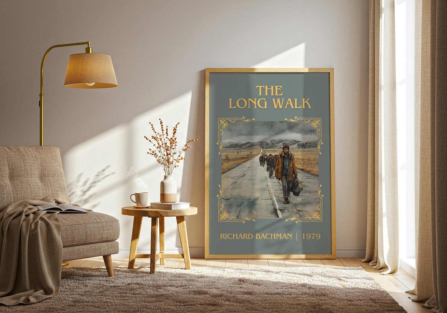 The Long Walk by Richard Bachman Descriptive, High Quality Poster Print.Free Delivery Wall Art. Author&Blurb Book Nook Library Gift