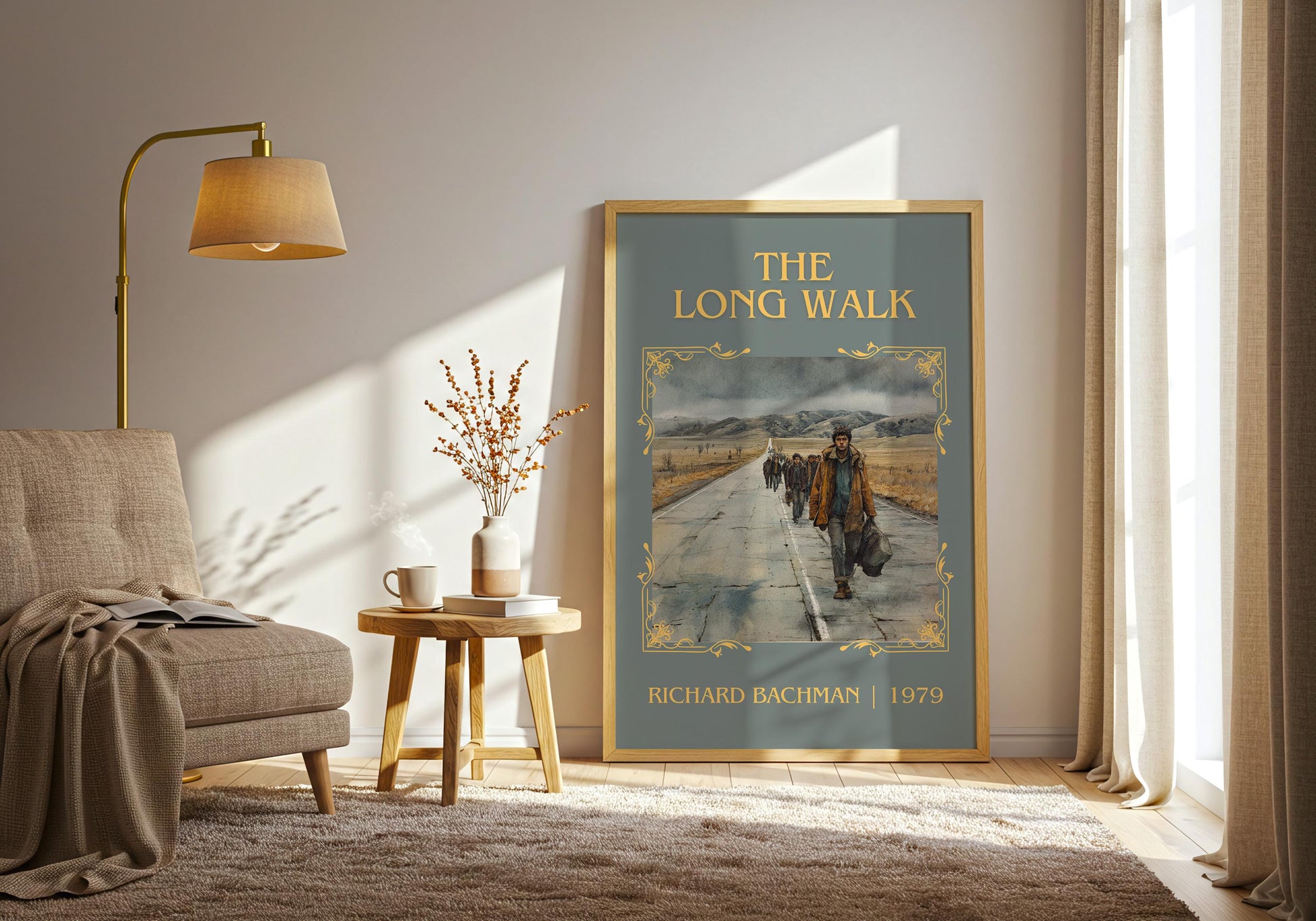 The Long Walk by Richard Bachman Descriptive, High Quality Poster Print.Free Delivery Wall Art. Author&Blurb Book Nook Library Gift
